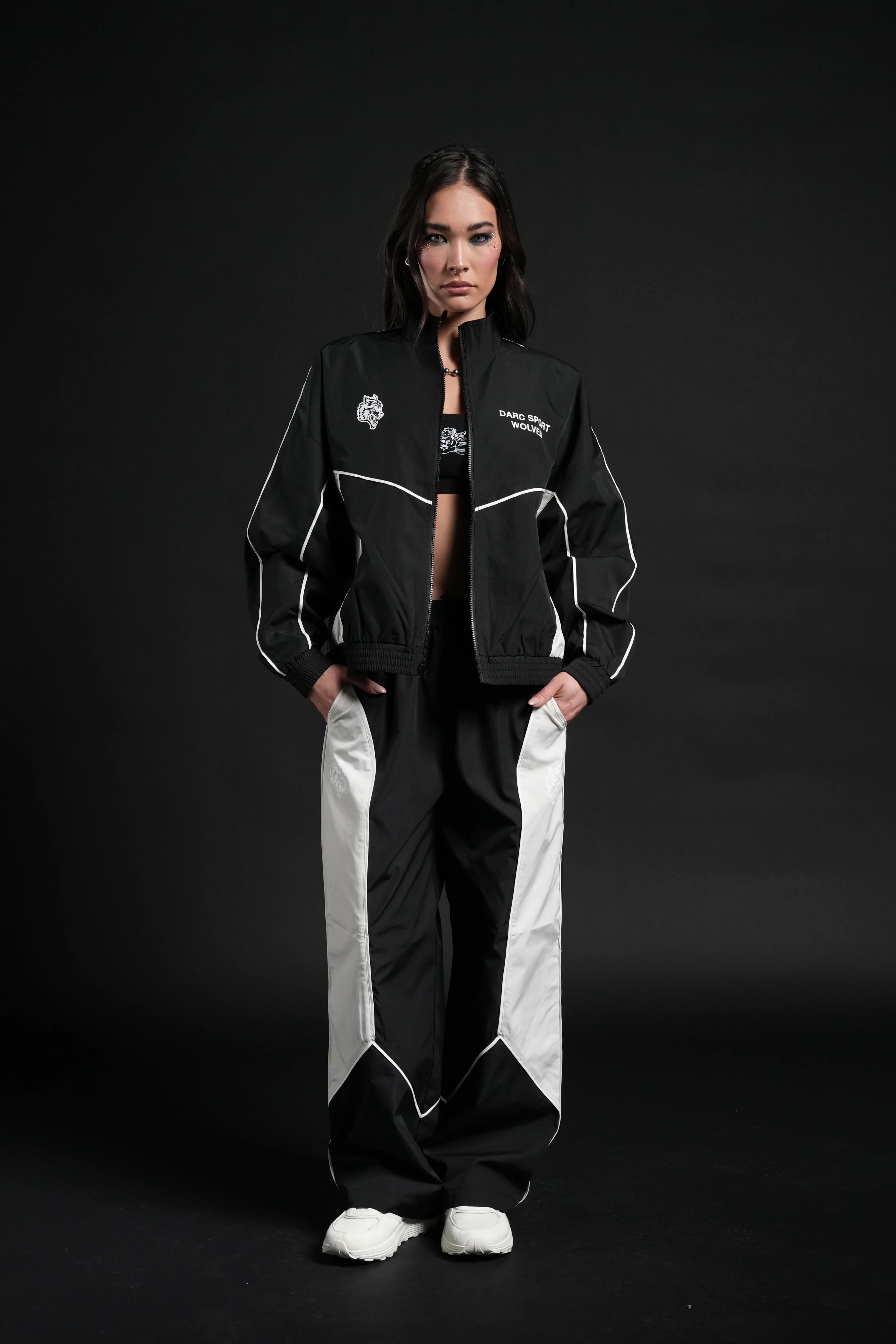 Dual Wolf She Quinn Track Pant in Black/Sand - Image 5