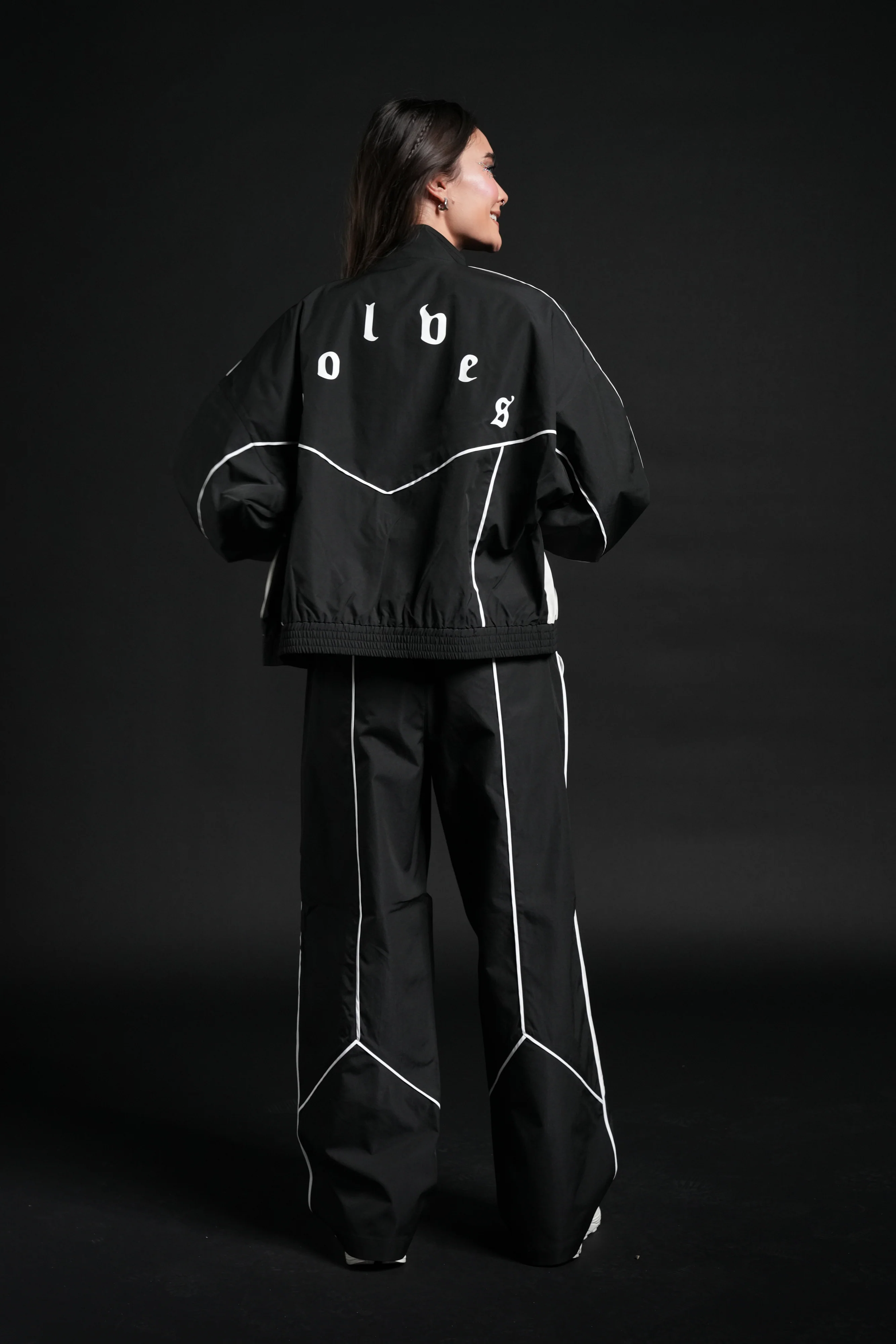 Dual Wolf She Quinn Track Pant in Black/Sand - Image 6