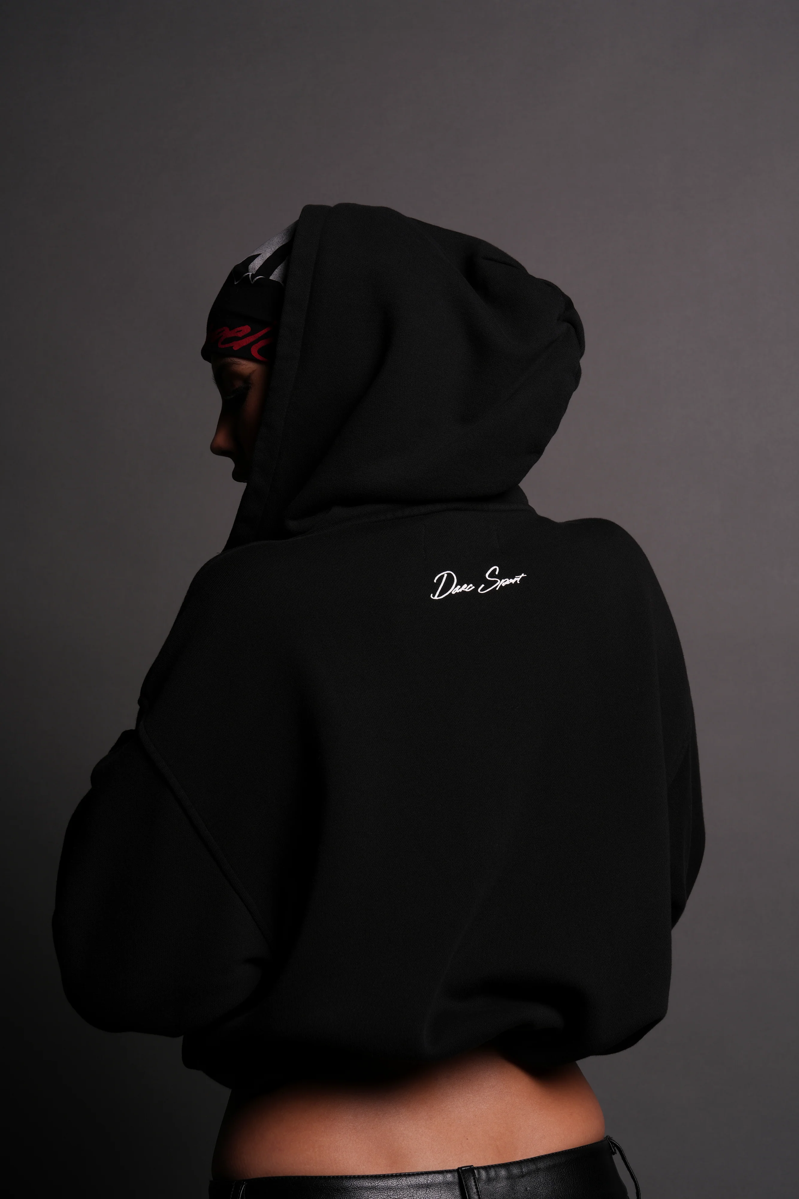 Everlasting Moth "Dempsey" (Cropped) Hoodie in Black - Image 2
