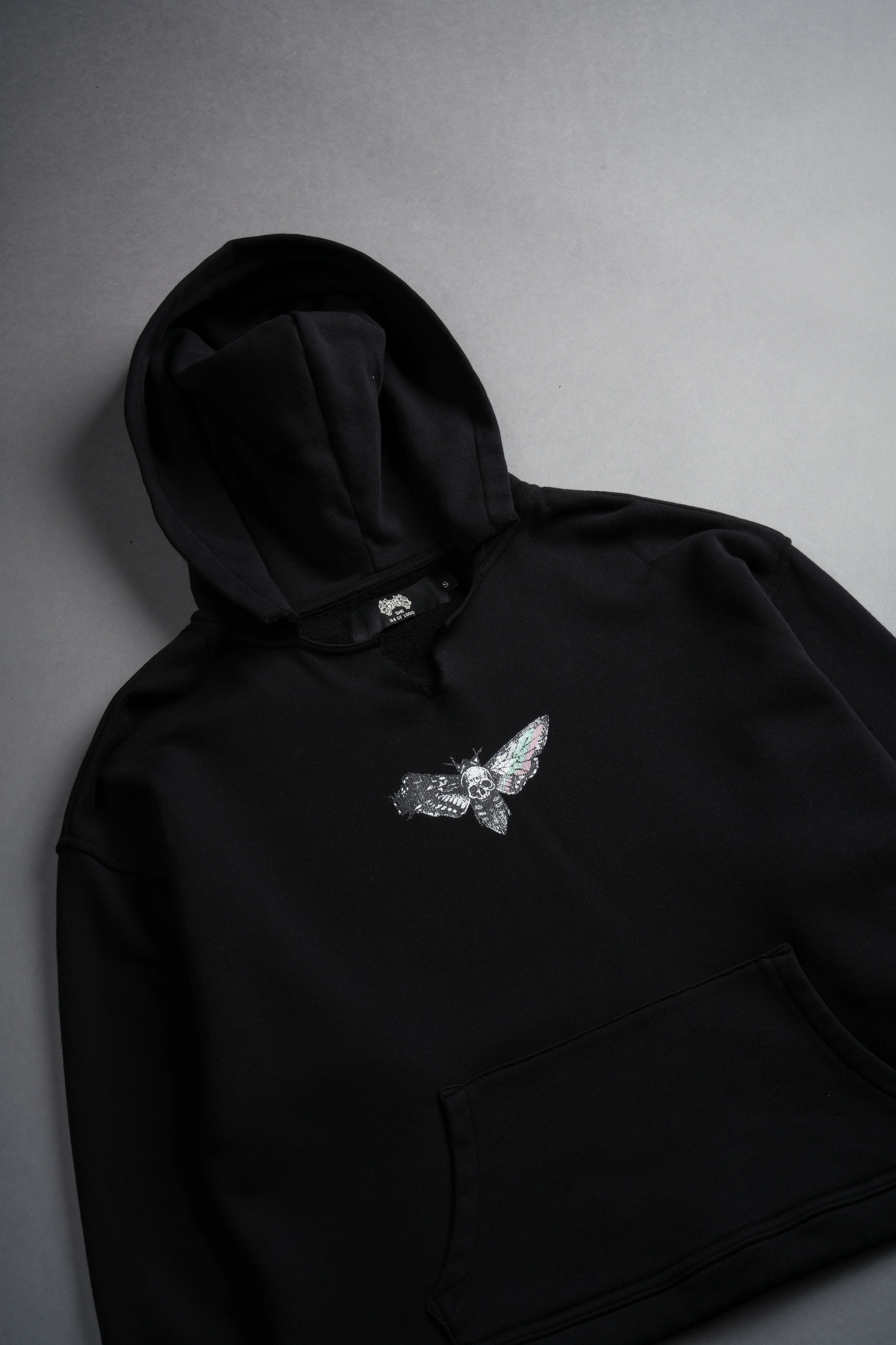 Everlasting Moth "Dempsey" (Cropped) Hoodie in Black - Image 7