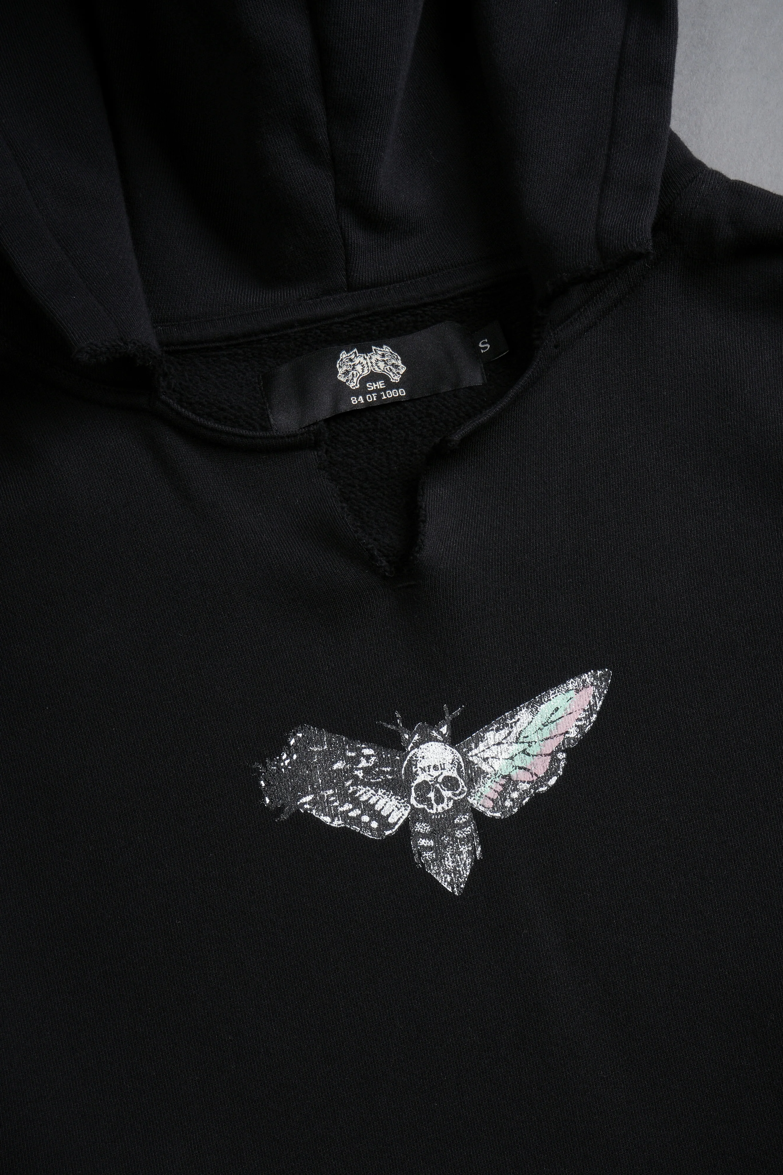 Everlasting Moth "Dempsey" (Cropped) Hoodie in Black - Image 8