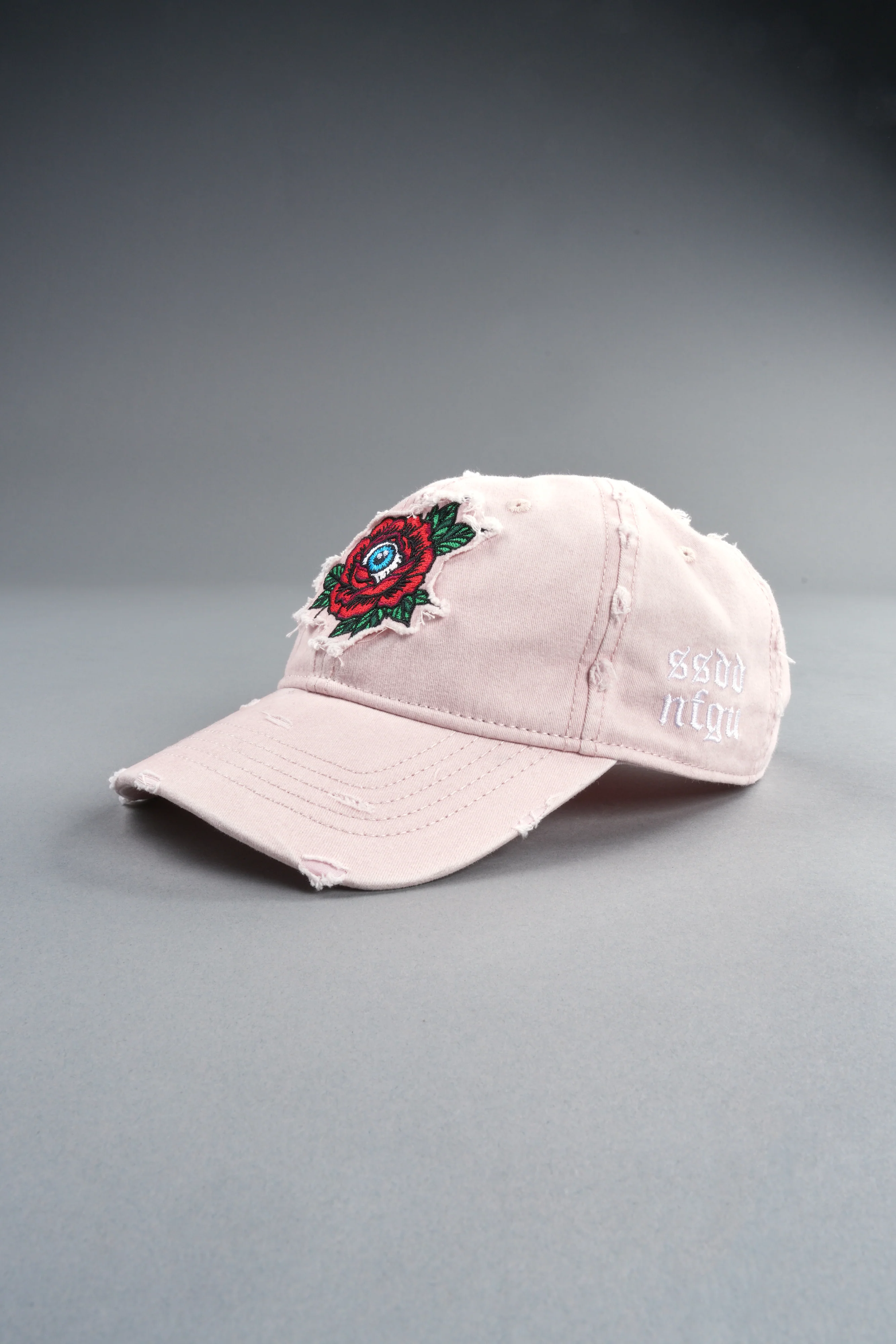 Eye of the Beholder Distressed Dad Hat in Washed Bubblegum - Image 10