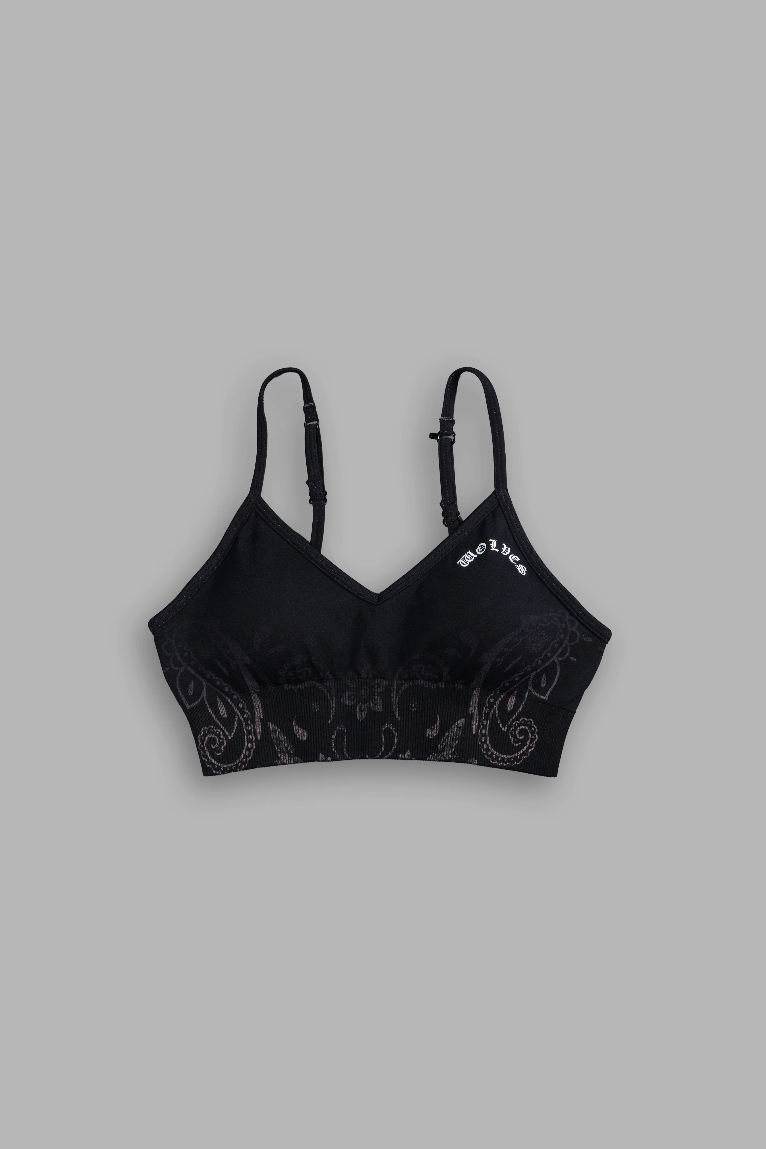 Faded Paisley "Maya" Soft Seamless Bra in Black - Image 7