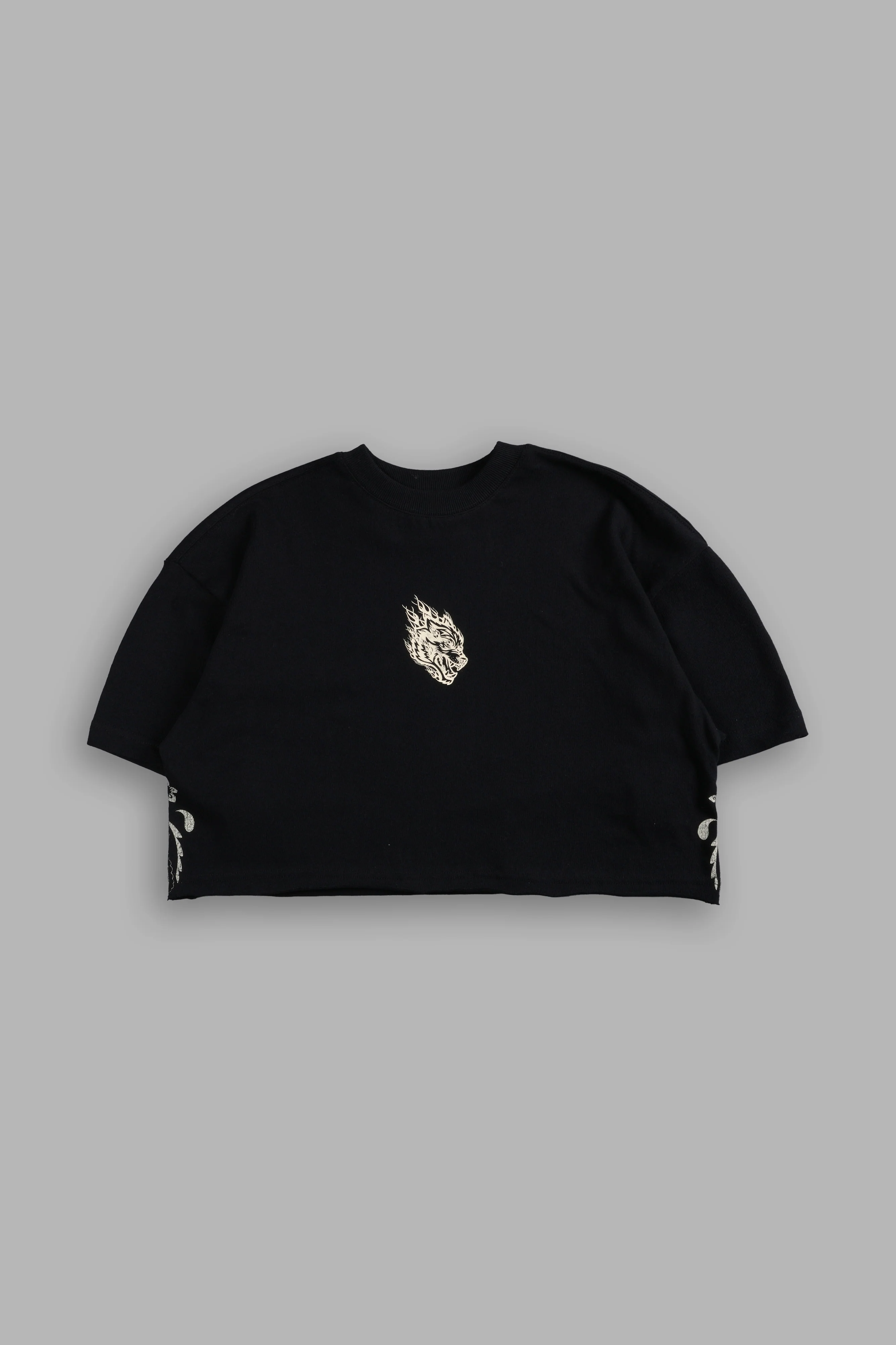 Faded Paisley Premium Oversized Cropped Tee in Black - Image 5