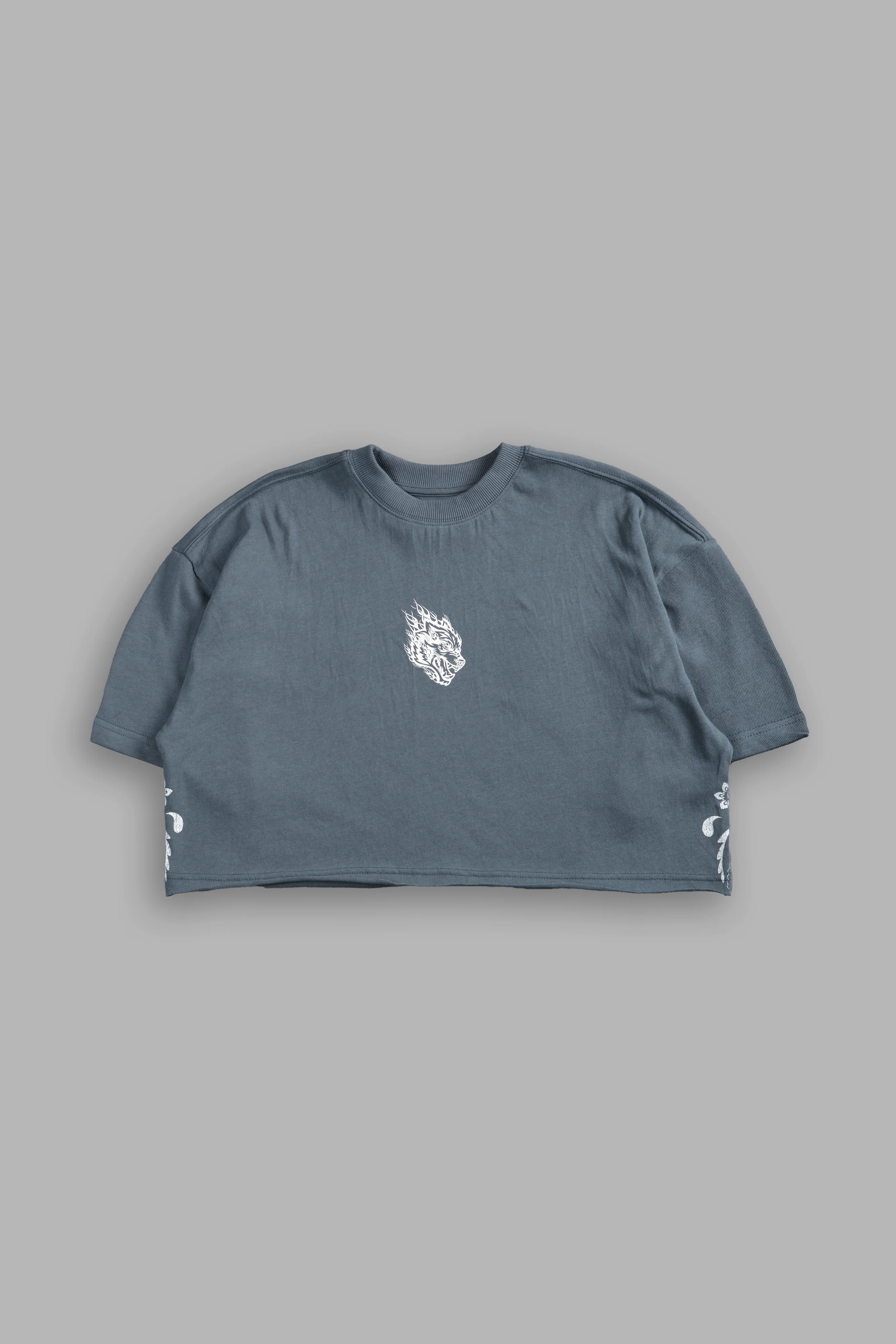 Faded Paisley Premium Oversized Cropped Tee in Greek Stone - Image 5