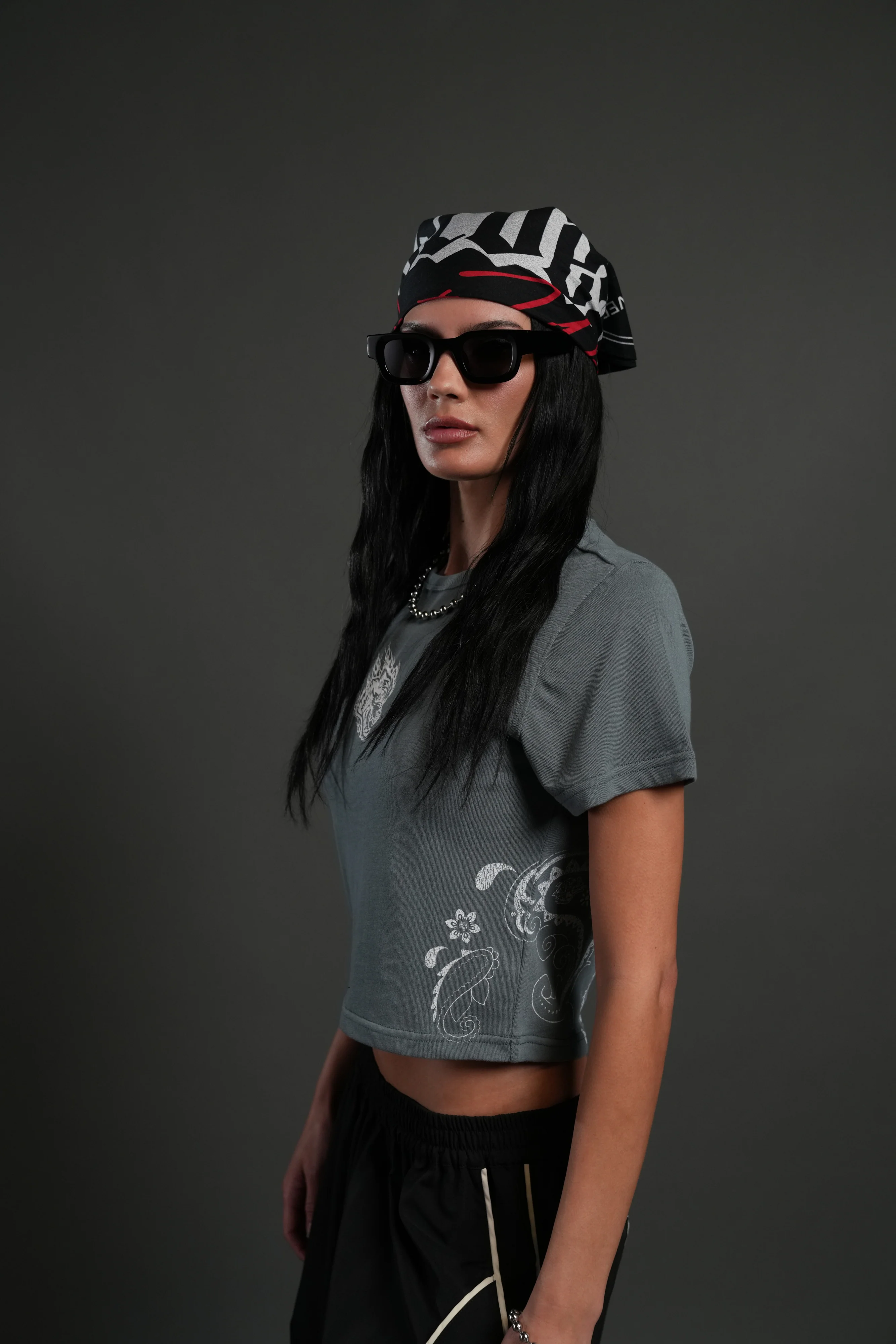 Faded Paisley "Timeless" Tee in Greek Stone - Image 2