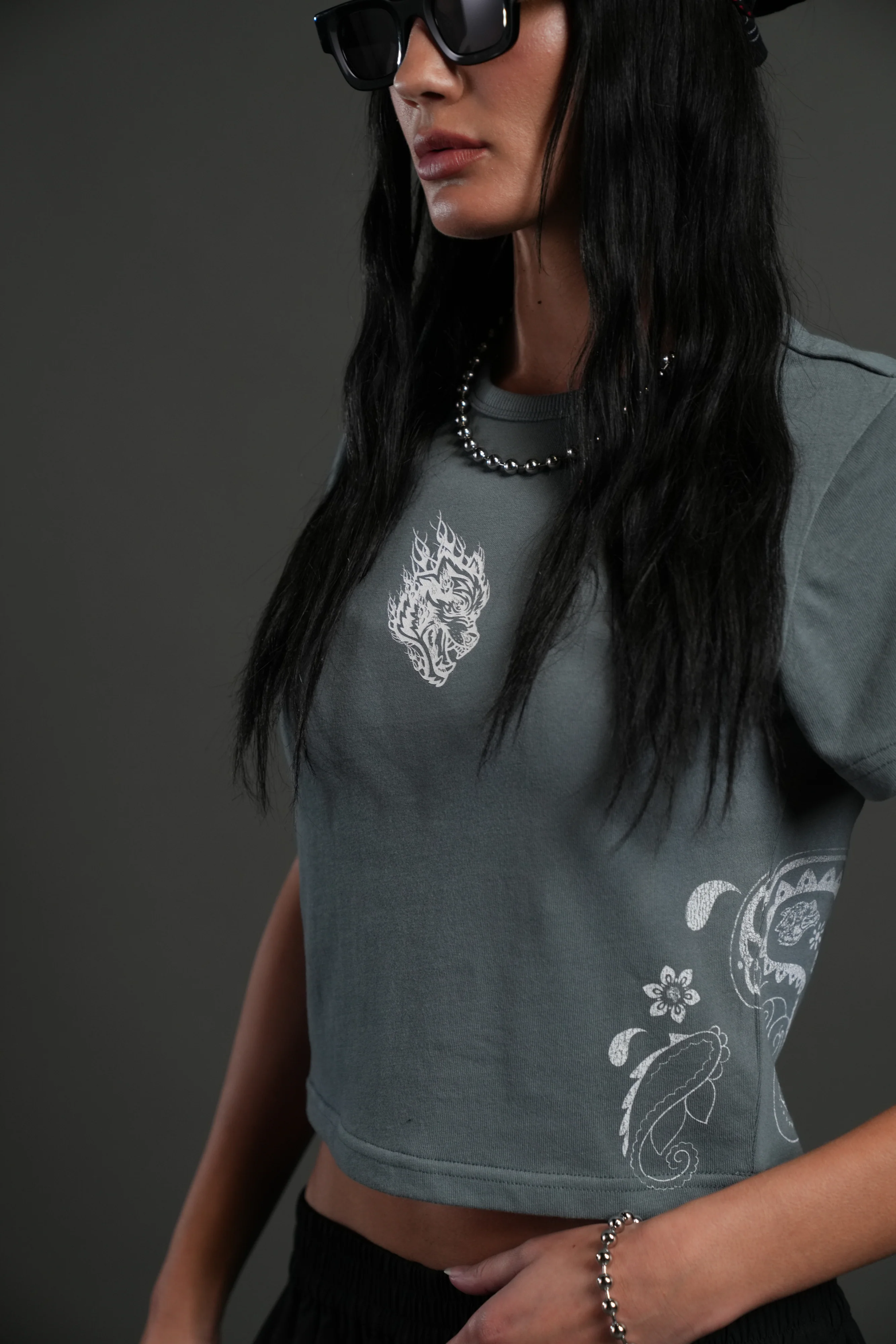 Faded Paisley "Timeless" Tee in Greek Stone - Image 3