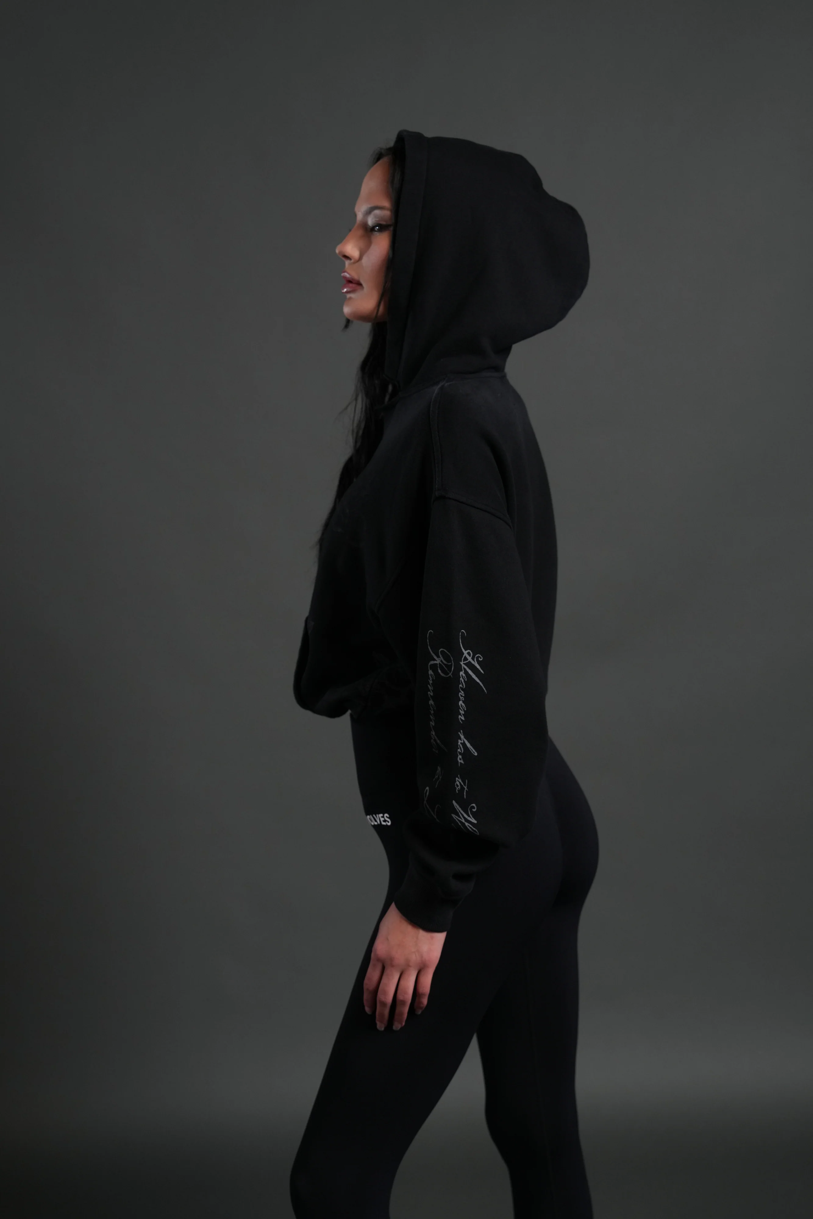 Fallen Cherub "Dempsey" Cropped Hoodie in Black Drift Wash - Image 9