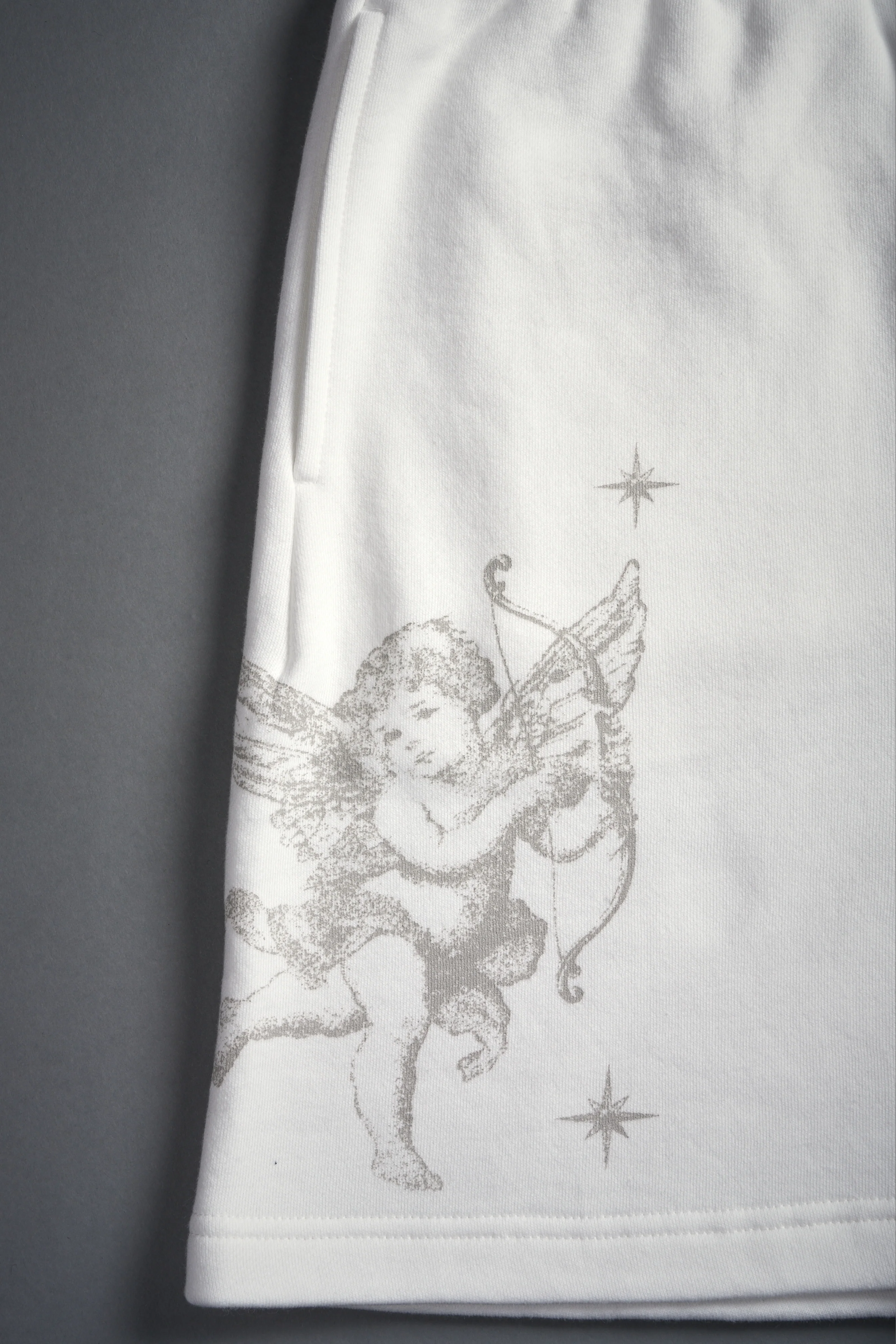 Fallen Cherub Oversized Post Lounge Sweat Shorts in Cream - Image 5