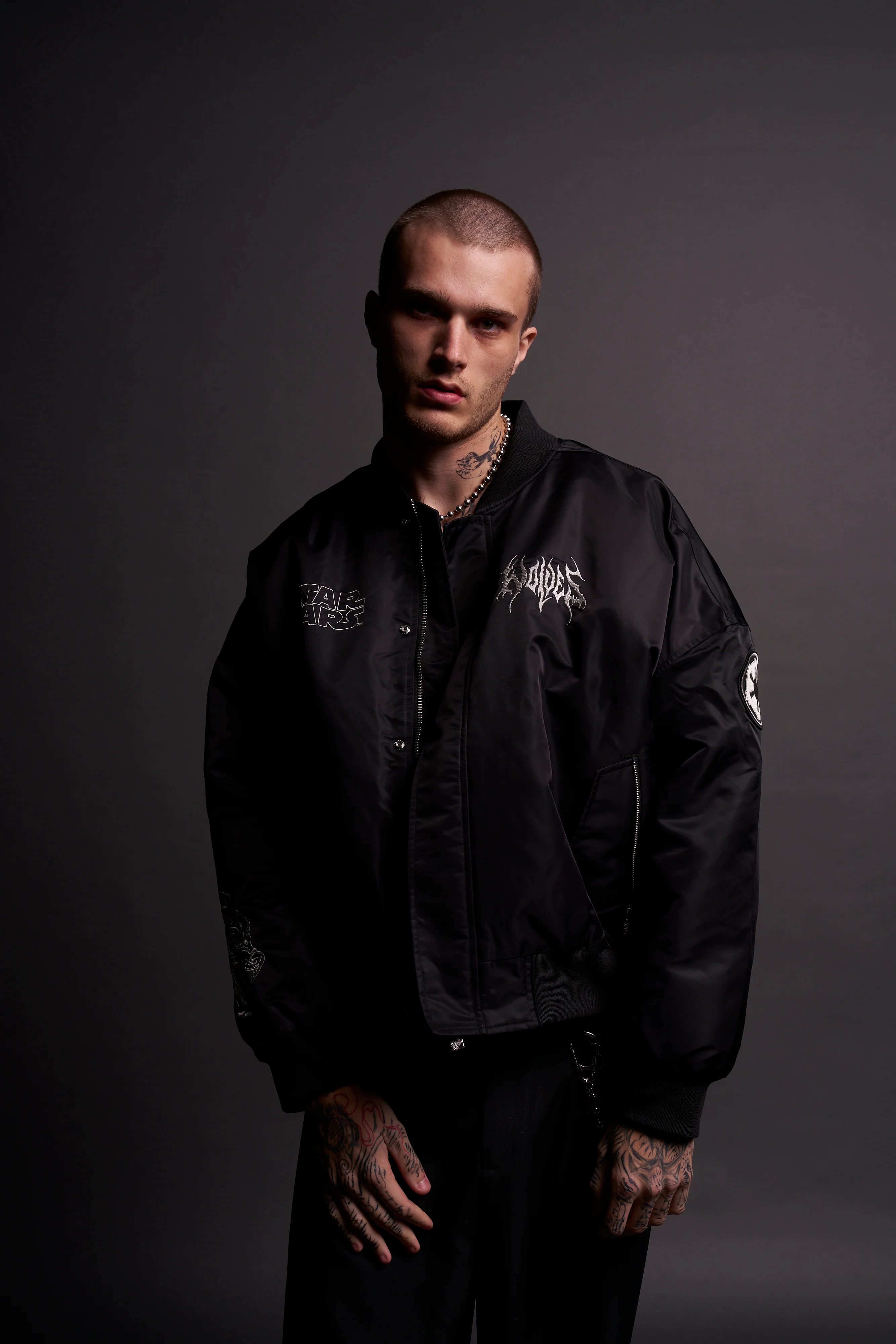 Fear Is My Ally Vicious Nylon Bomber Jacket in Black - Image 2