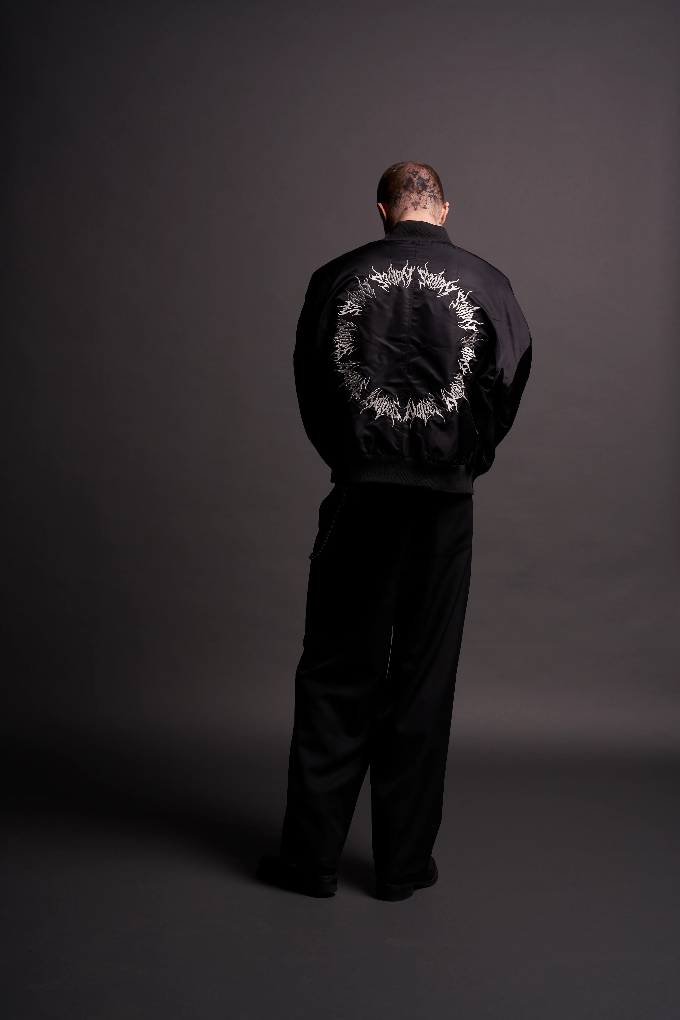 Fear Is My Ally Vicious Nylon Bomber Jacket in Black - Image 4