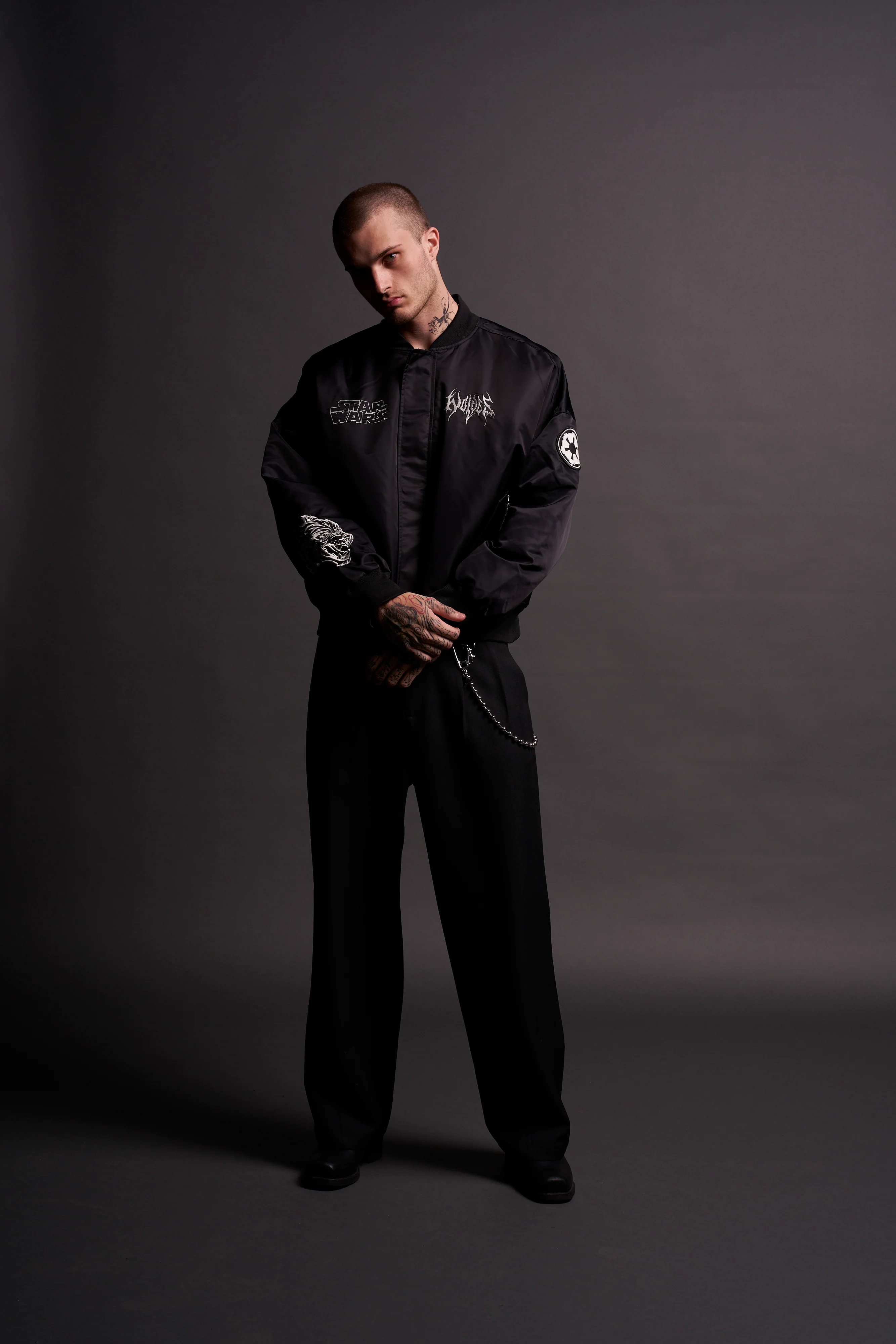 Fear Is My Ally Vicious Nylon Bomber Jacket in Black - Image 6