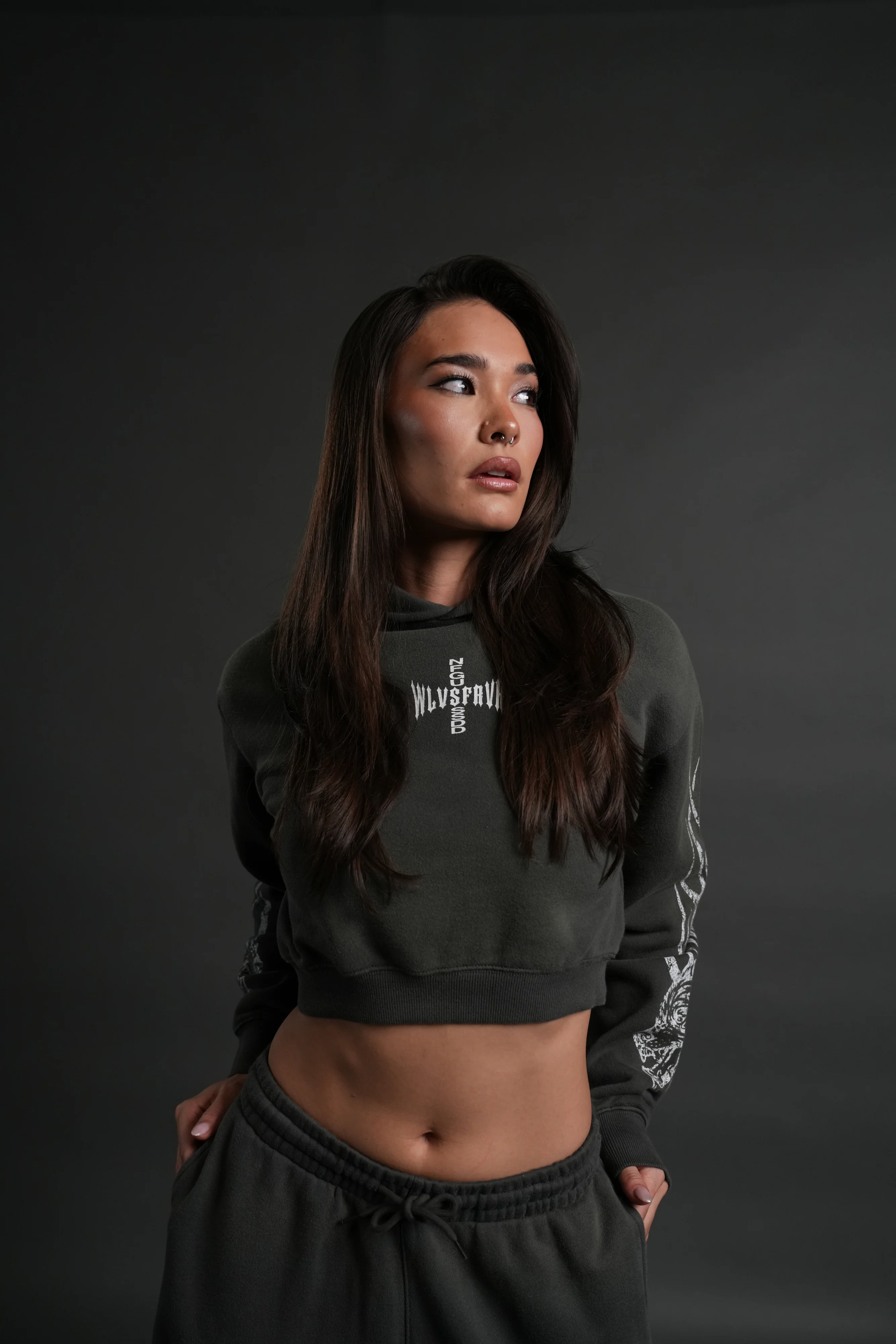 Finite Flame "Rose" She Hoodie in Wolf Gray Drift Wash