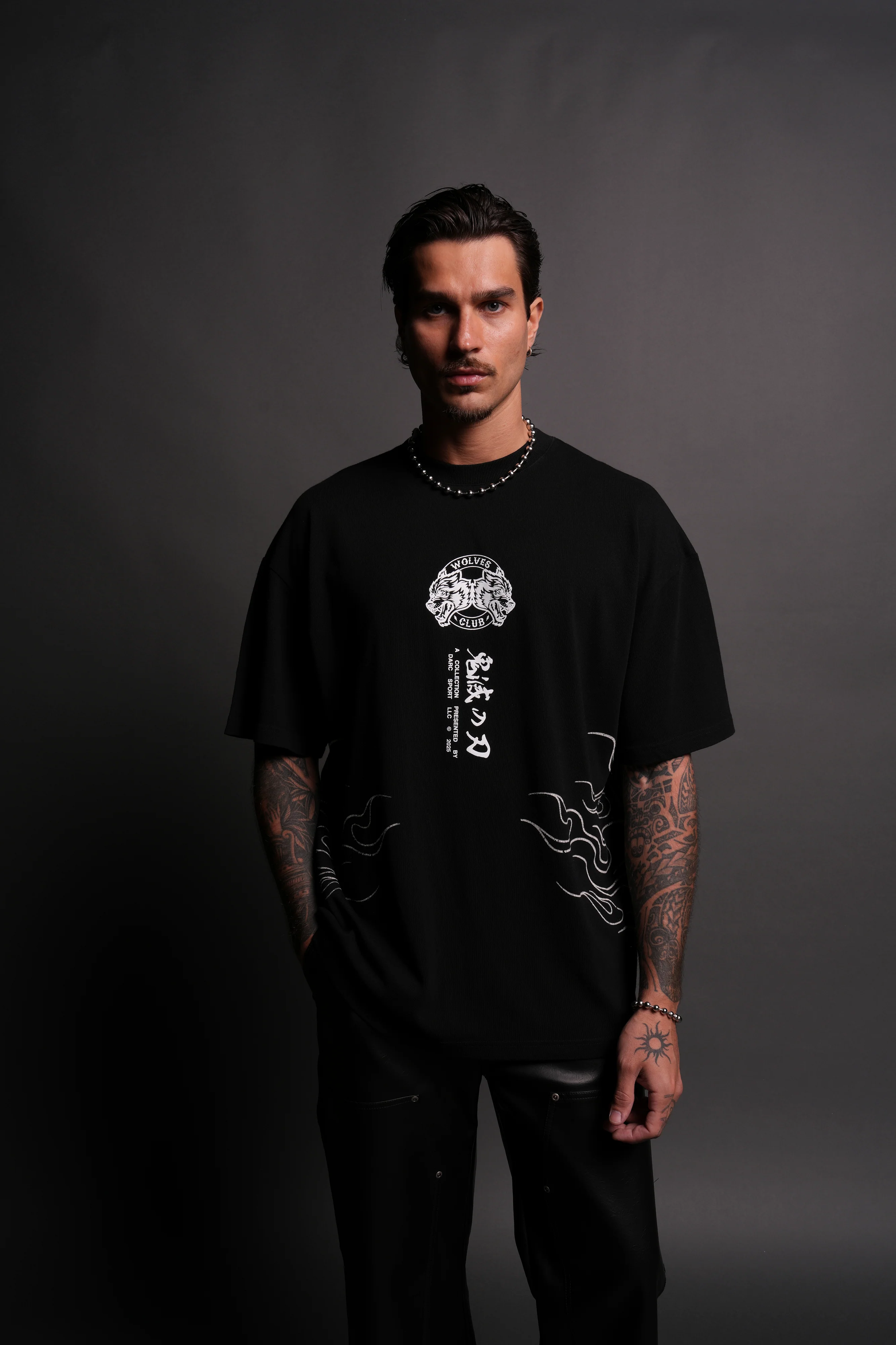 Flame Pillar "Premium" Oversized Tee in Black - Image 2