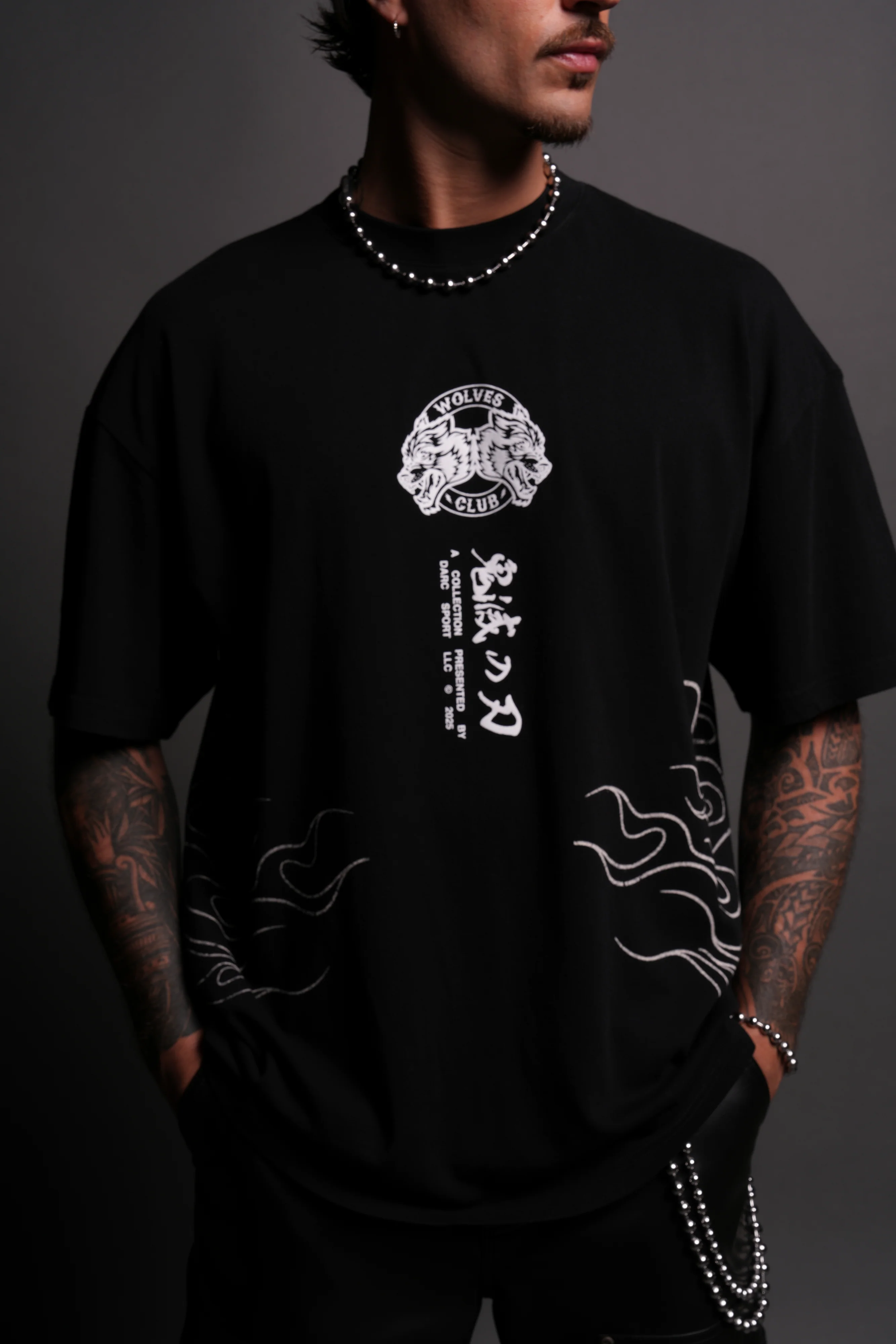 Flame Pillar "Premium" Oversized Tee in Black - Image 4