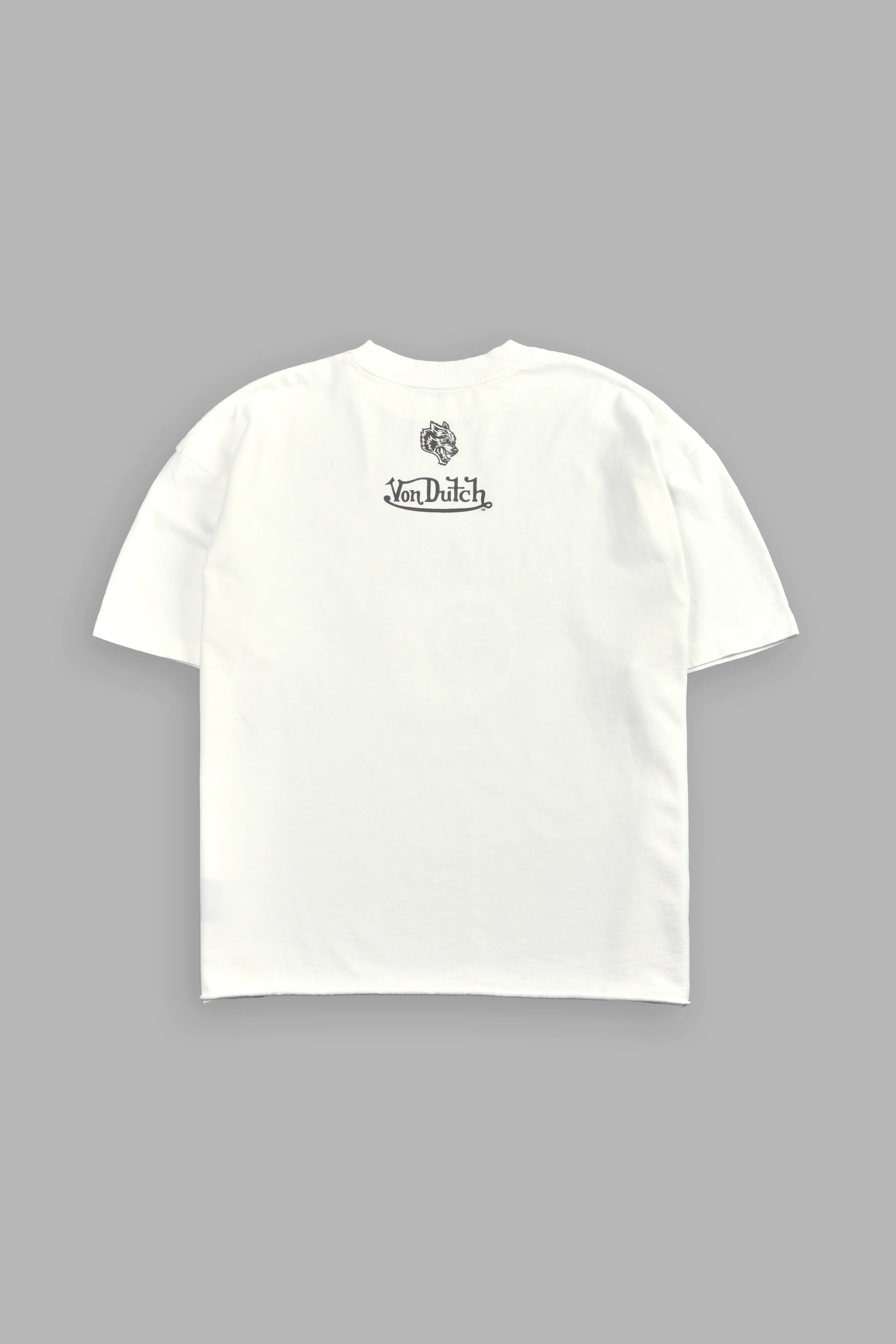 Flight Club V2 Grunge Mid Length Raw Hem Tee in Cream - Image 3