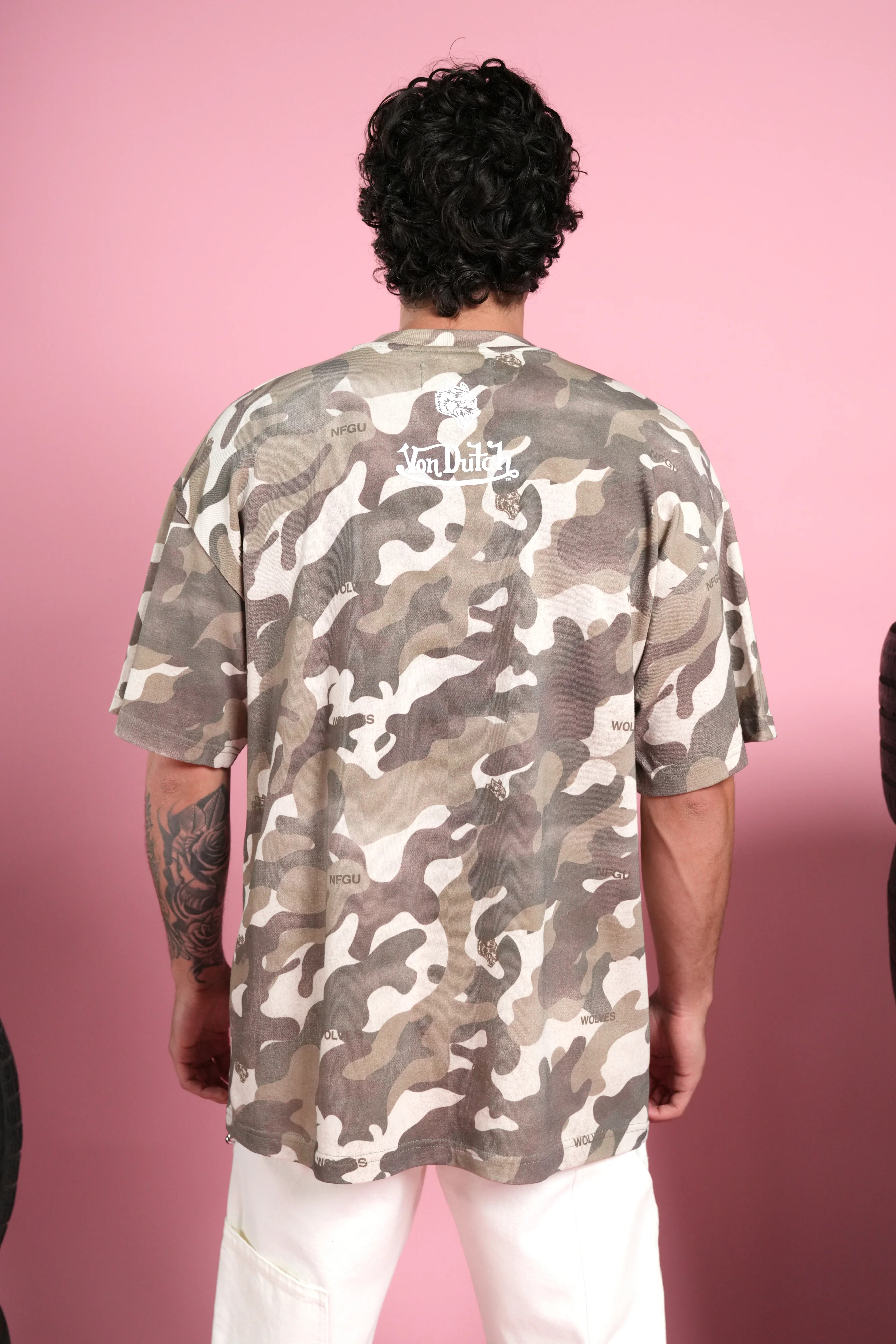 Flight Club V2 Premium Oversized Tee in Dsvd Green Camo - Image 3