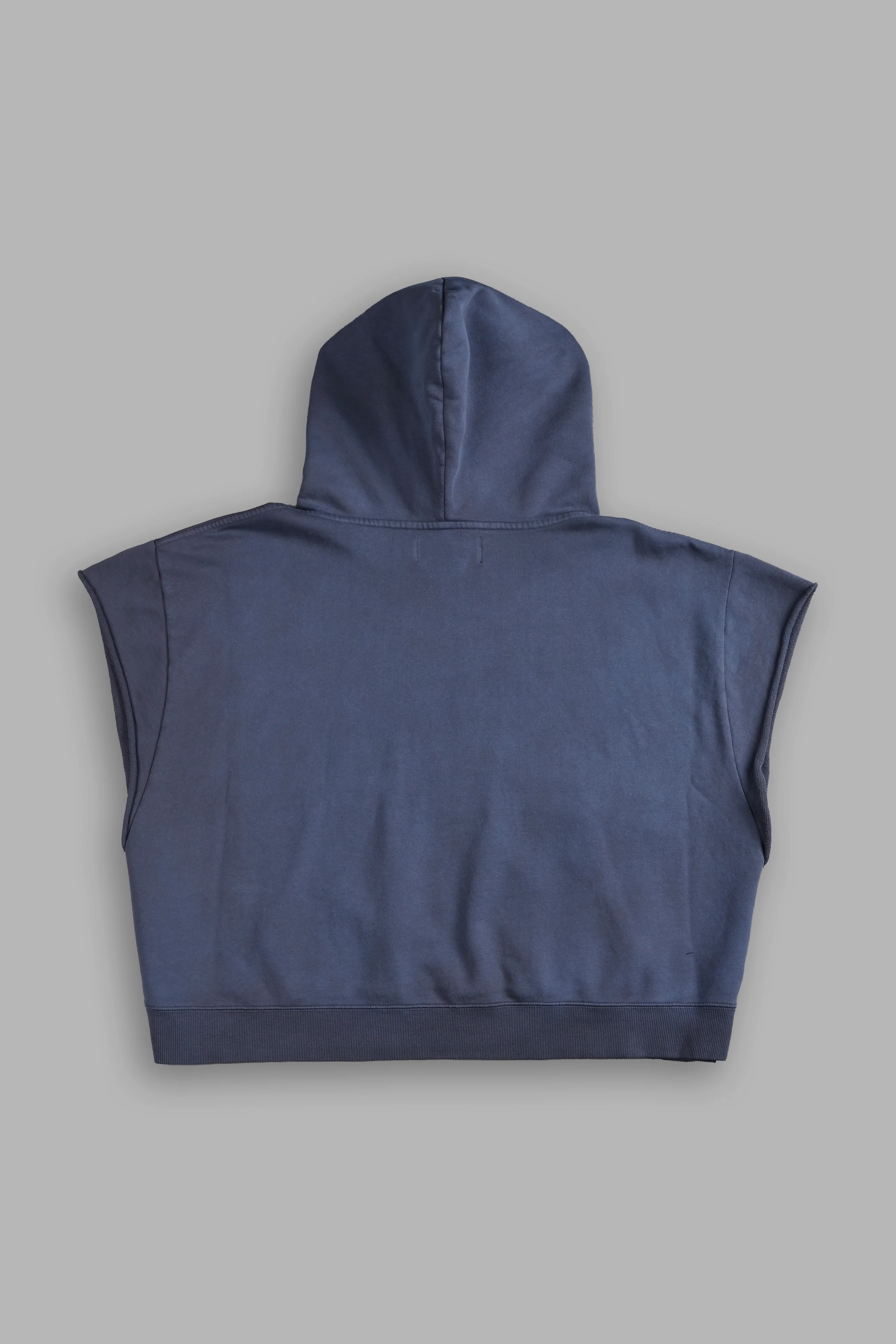 Forged From Iron Grunge Gage Cap Sleeve Hoodie in Midnight Blue Horizon Sun Fade - Image 3
