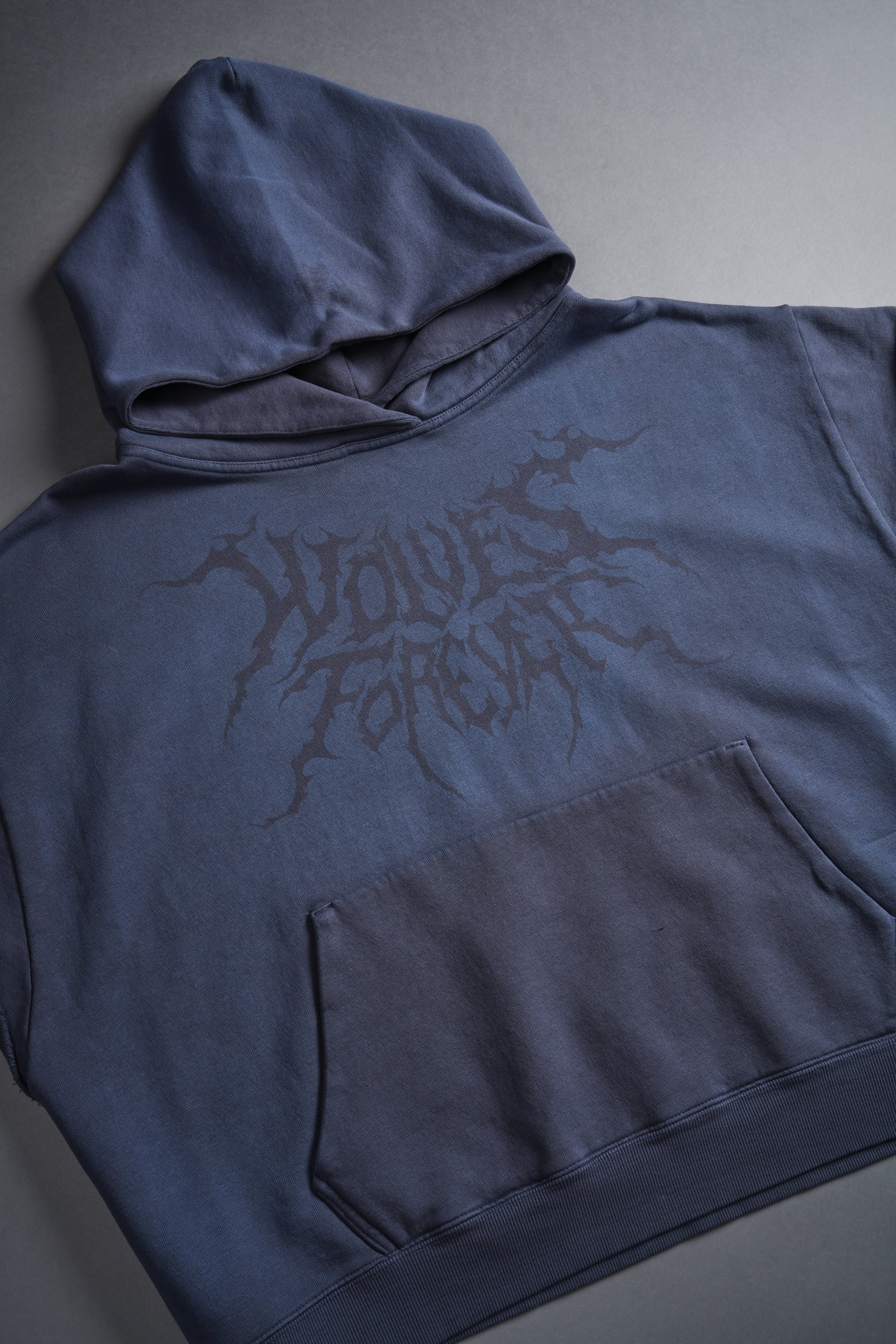 Forged From Iron Grunge Gage Cap Sleeve Hoodie in Midnight Blue Horizon Sun Fade - Image 7