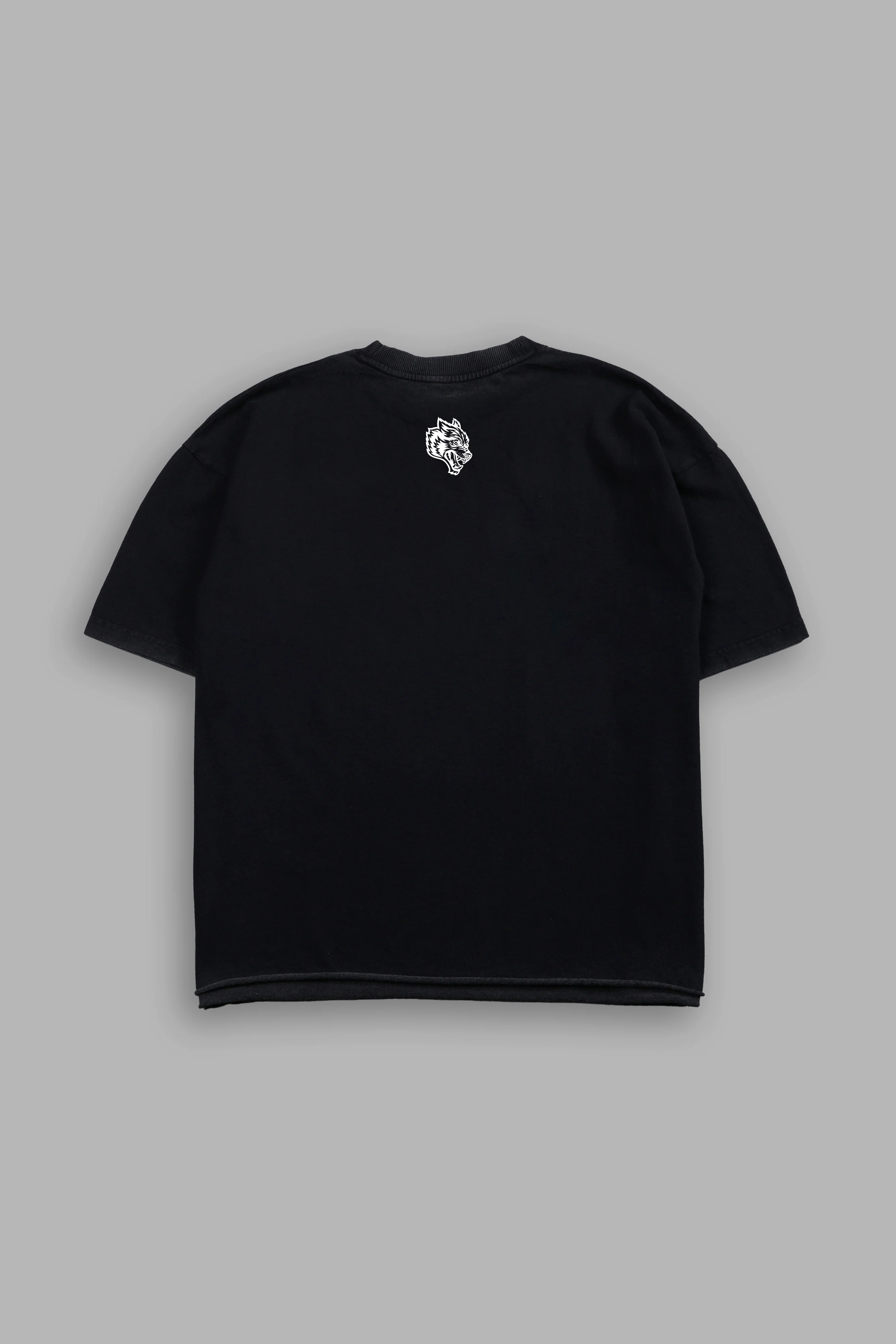 Forged In Lightning Grunge Mid Length Raw Hem Tee in Black Drift Wash - Image 2