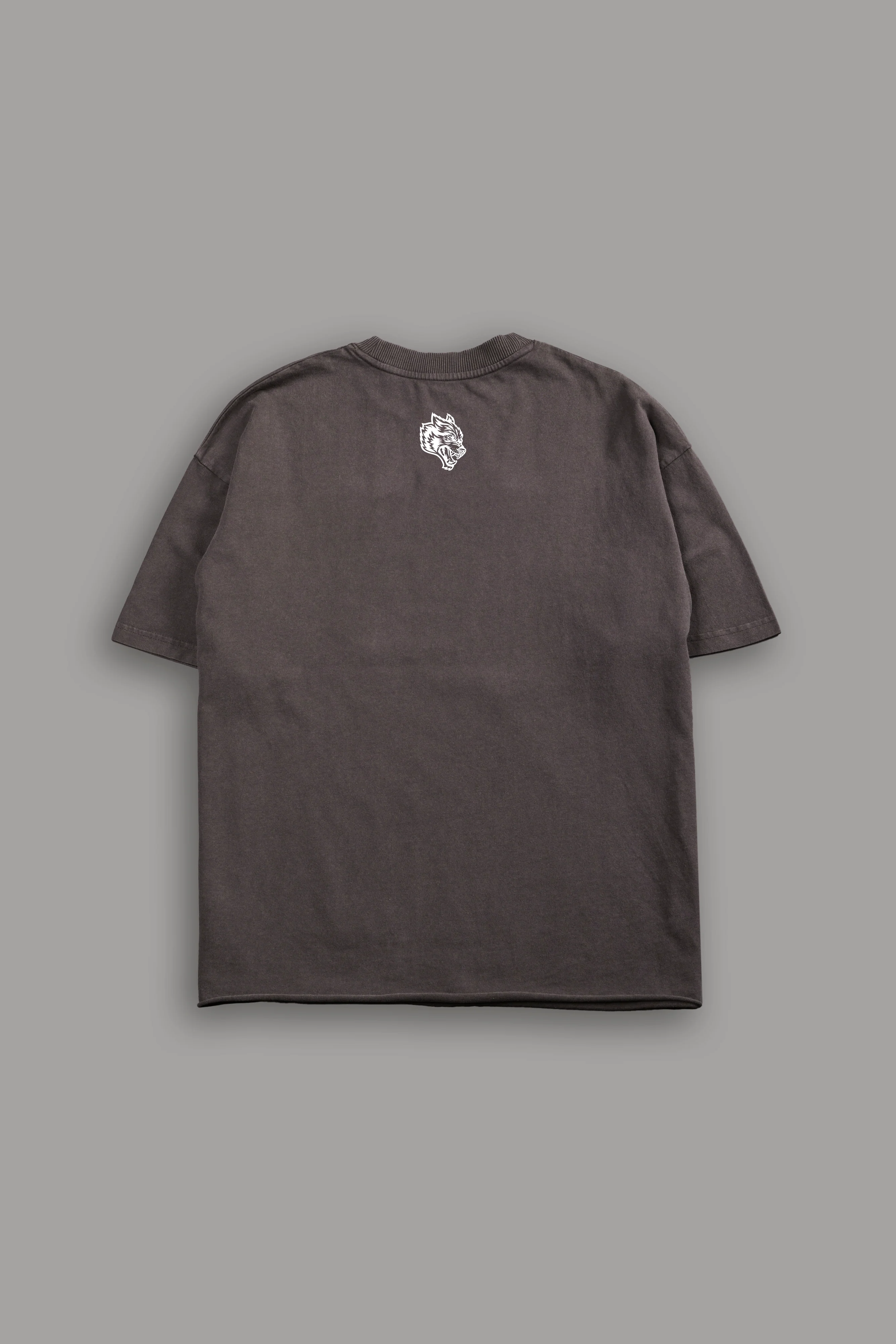 Forged In Lightning Grunge Mid Length Raw Hem Tee in Darc Brown Drift Wash - Image 2