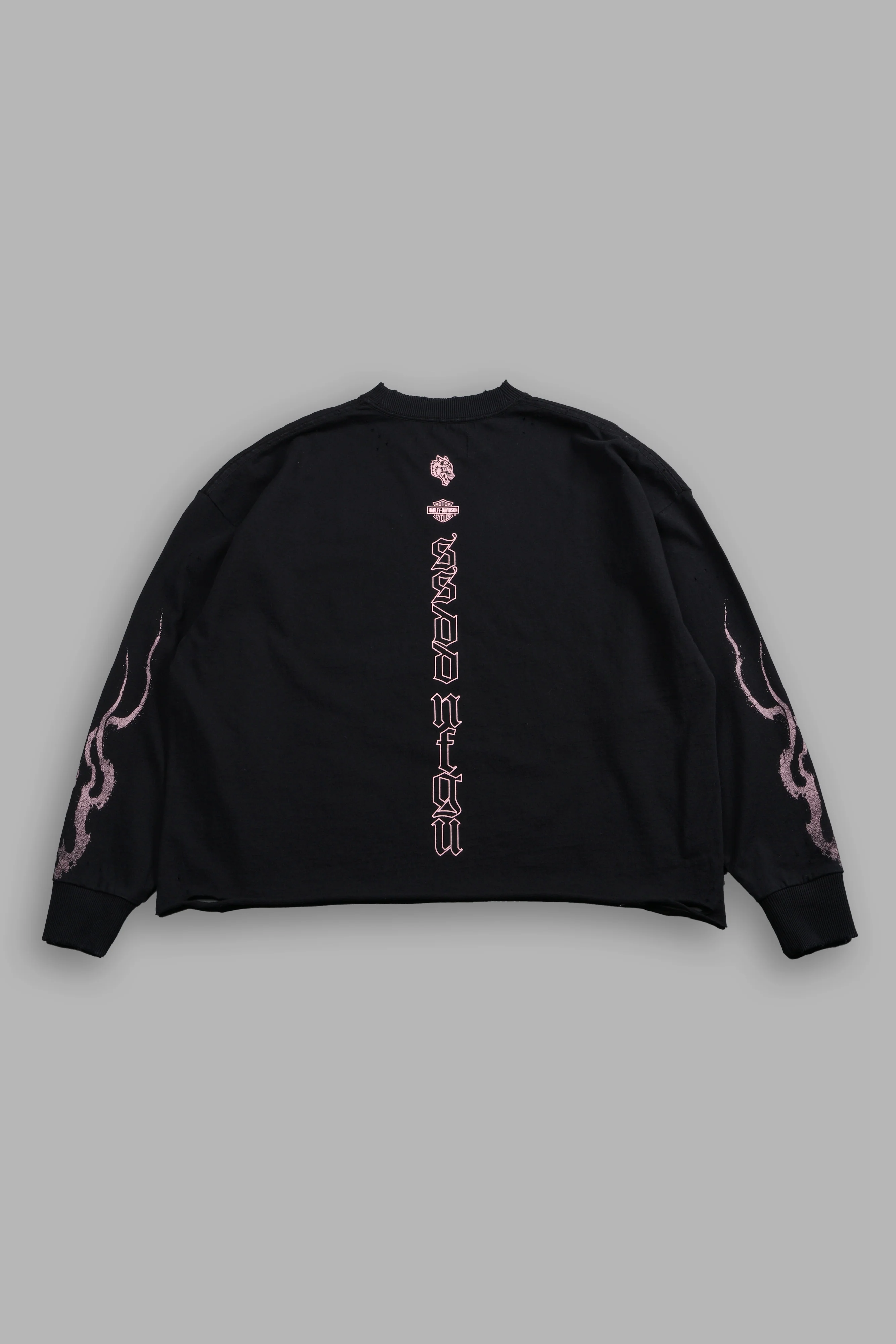 H-D Moth Inferno Distressed Grunge Box Cut Ls Tee in Black - Image 7