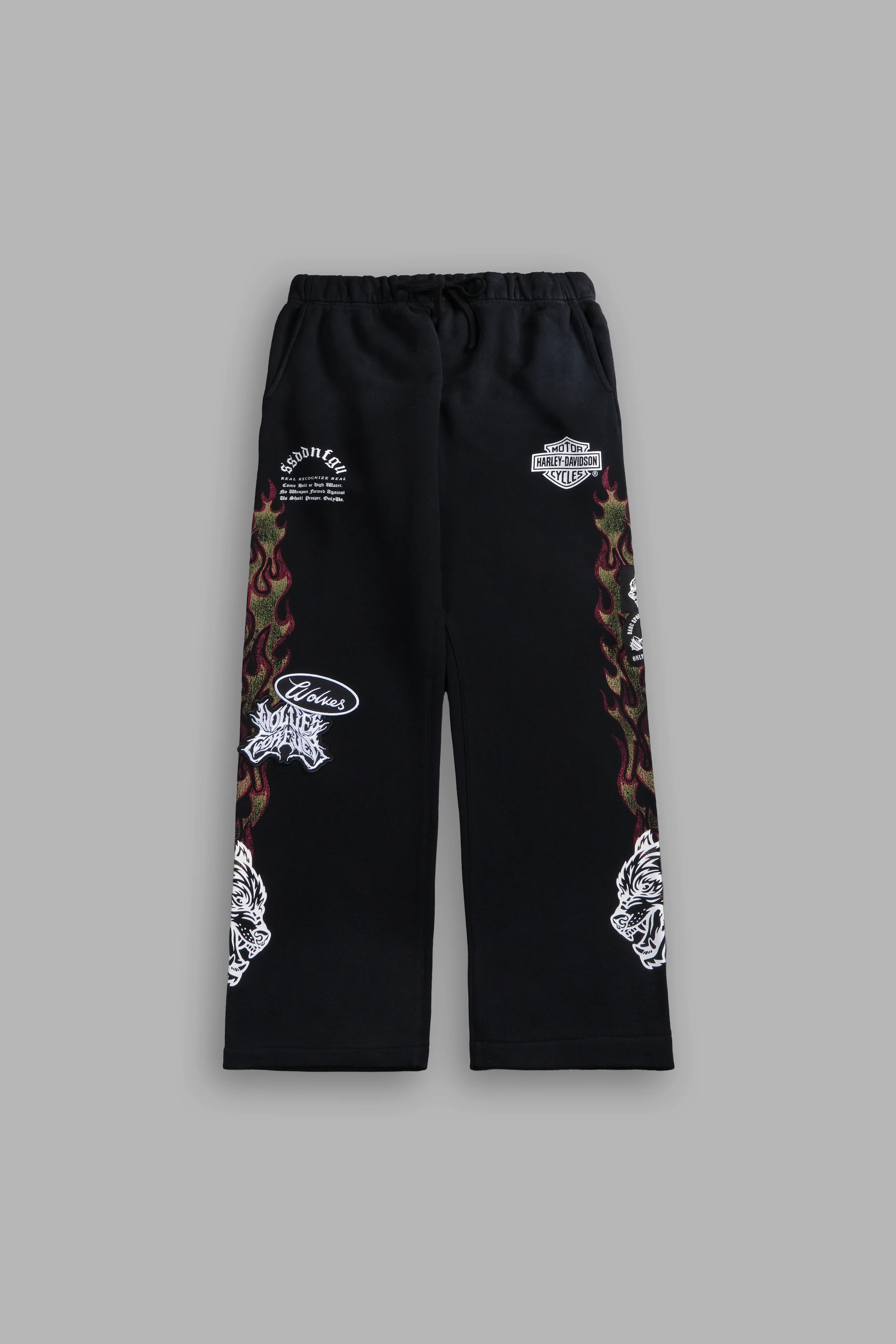 Harley-Davidson Wolves Bigelow Cargo Sweat Pants in Black Drift Wash