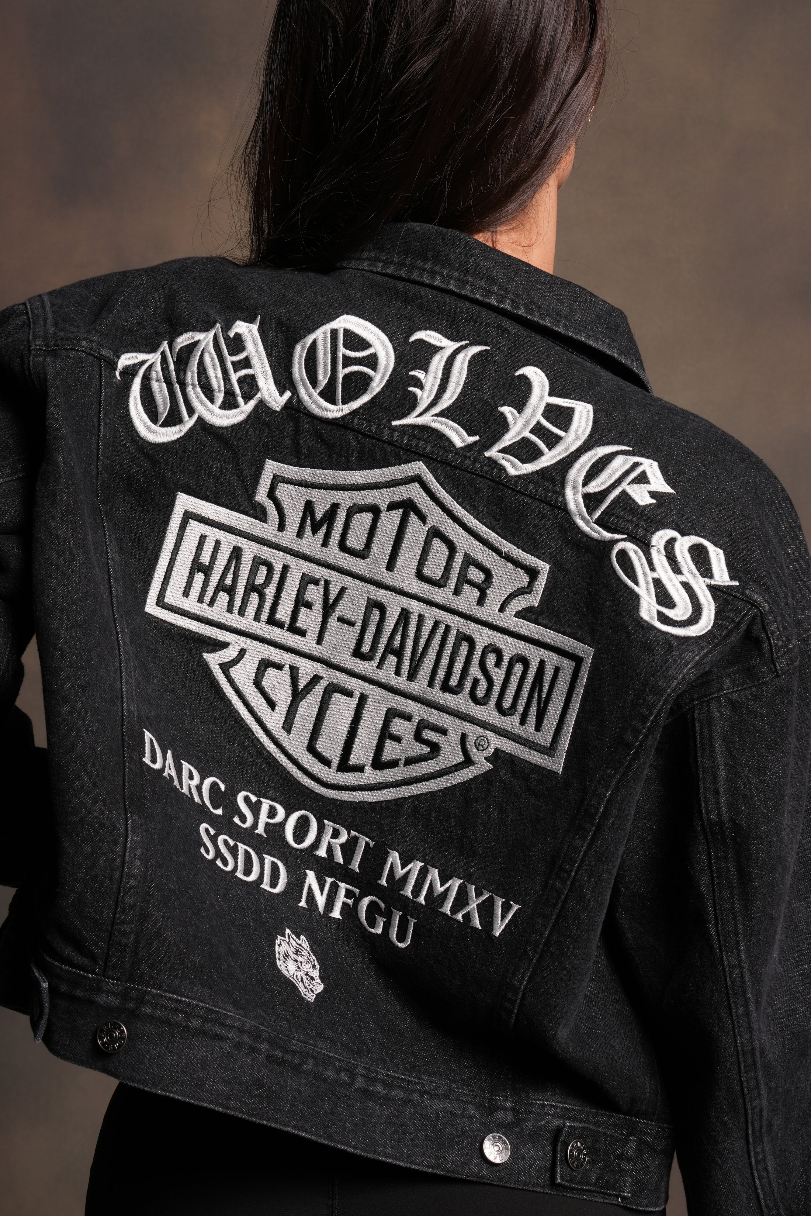 Harley-Davidson Wolves She American Denim Jacket in Black - Image 6