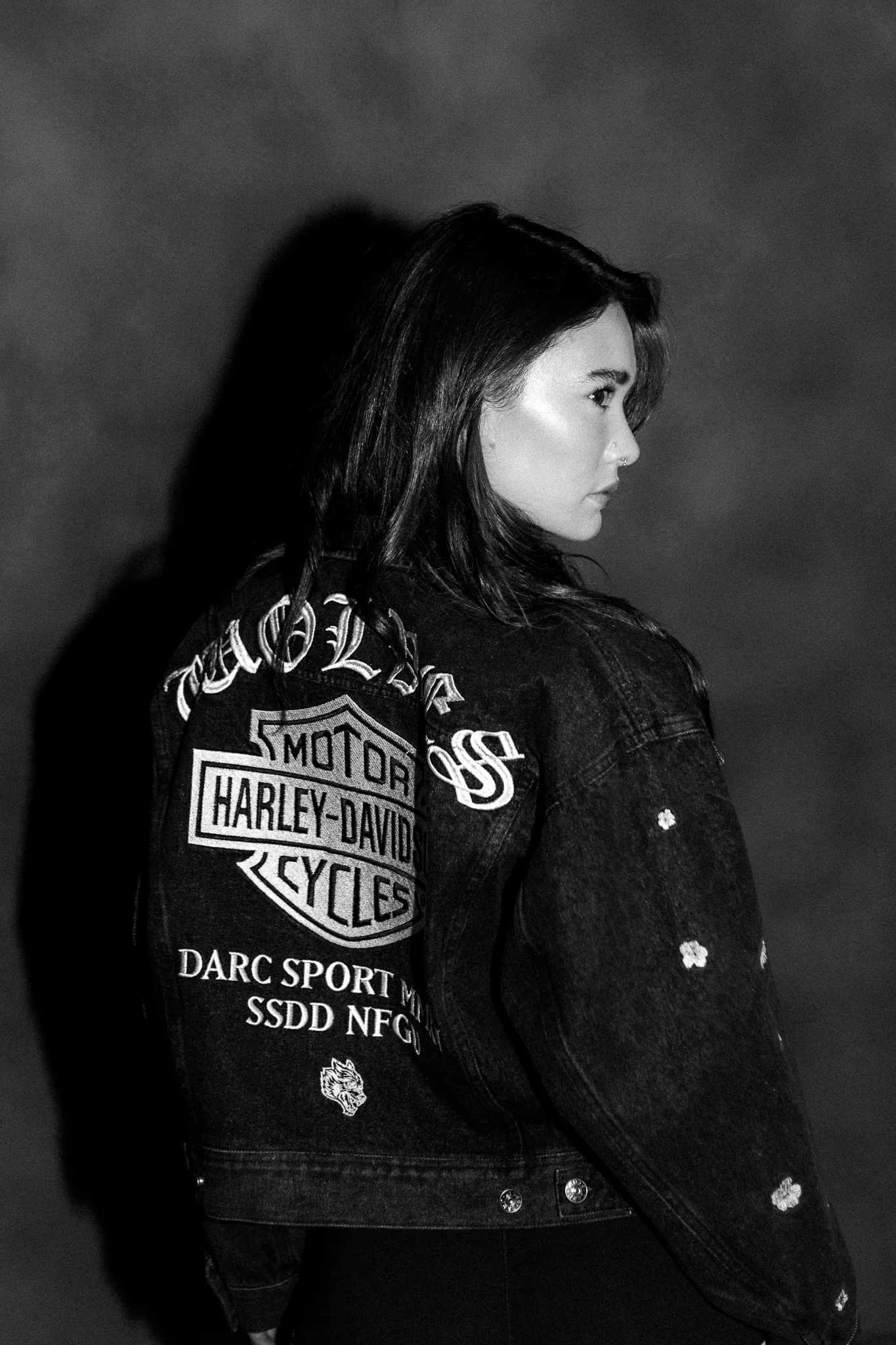 Harley-Davidson Wolves She American Denim Jacket in Black - Image 8