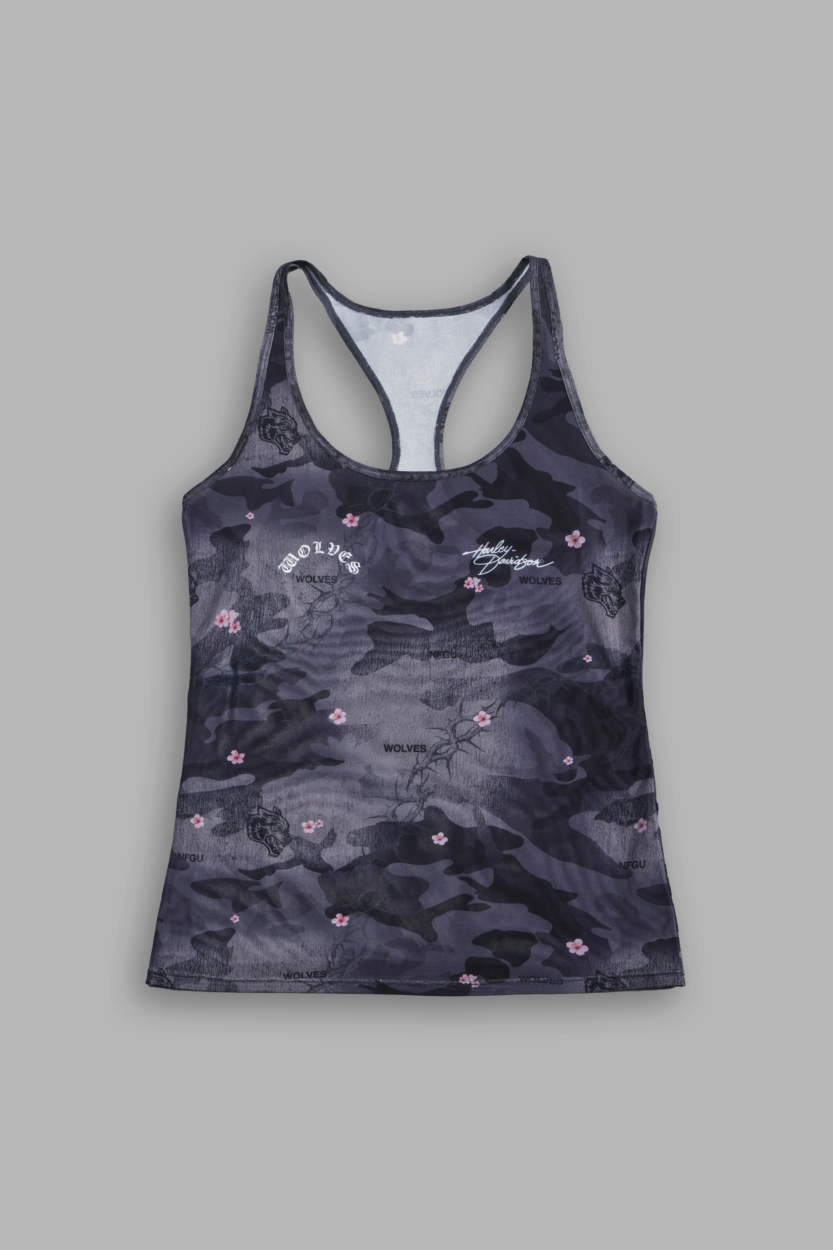 Harley Wolves Simone Mesh Tank in Warrior In A Garden Black Camo - Image 5