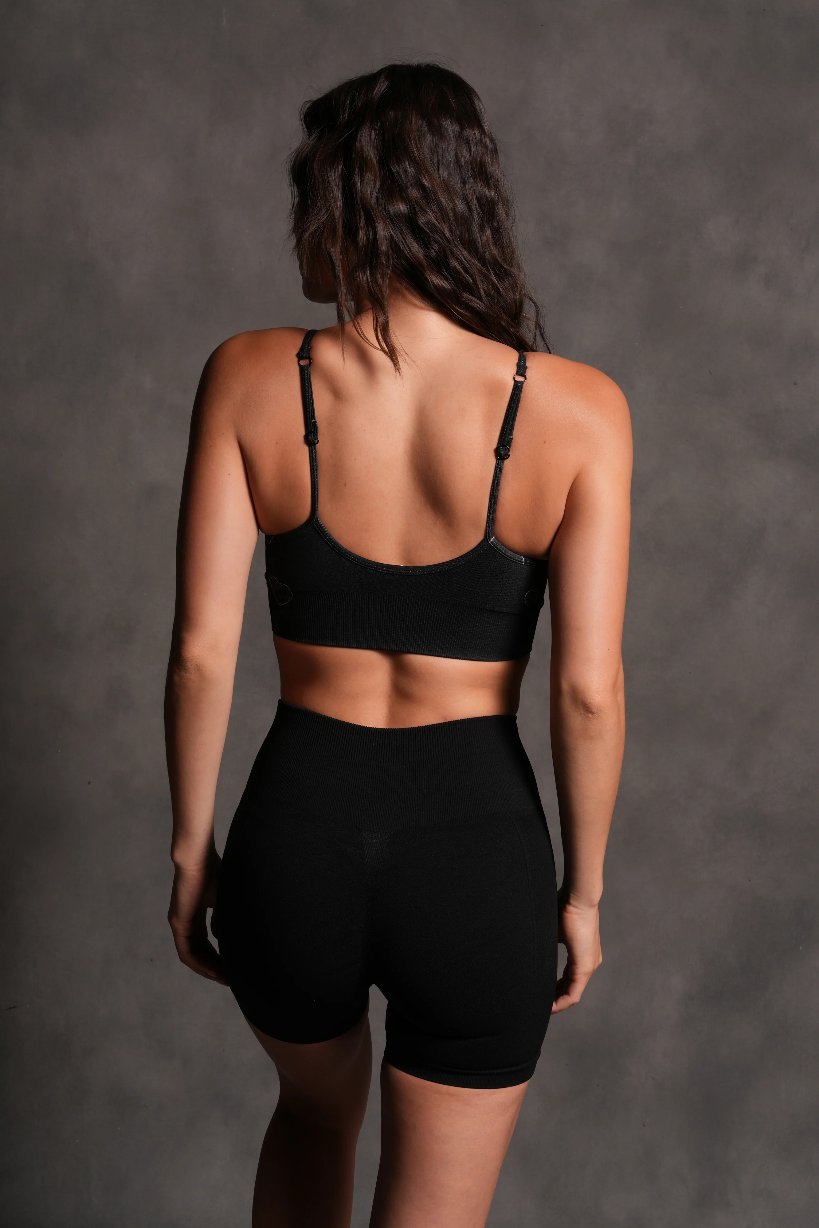 Her Energy "Everson" Seamless Sports Bra in Heart Candy Black - Image 2