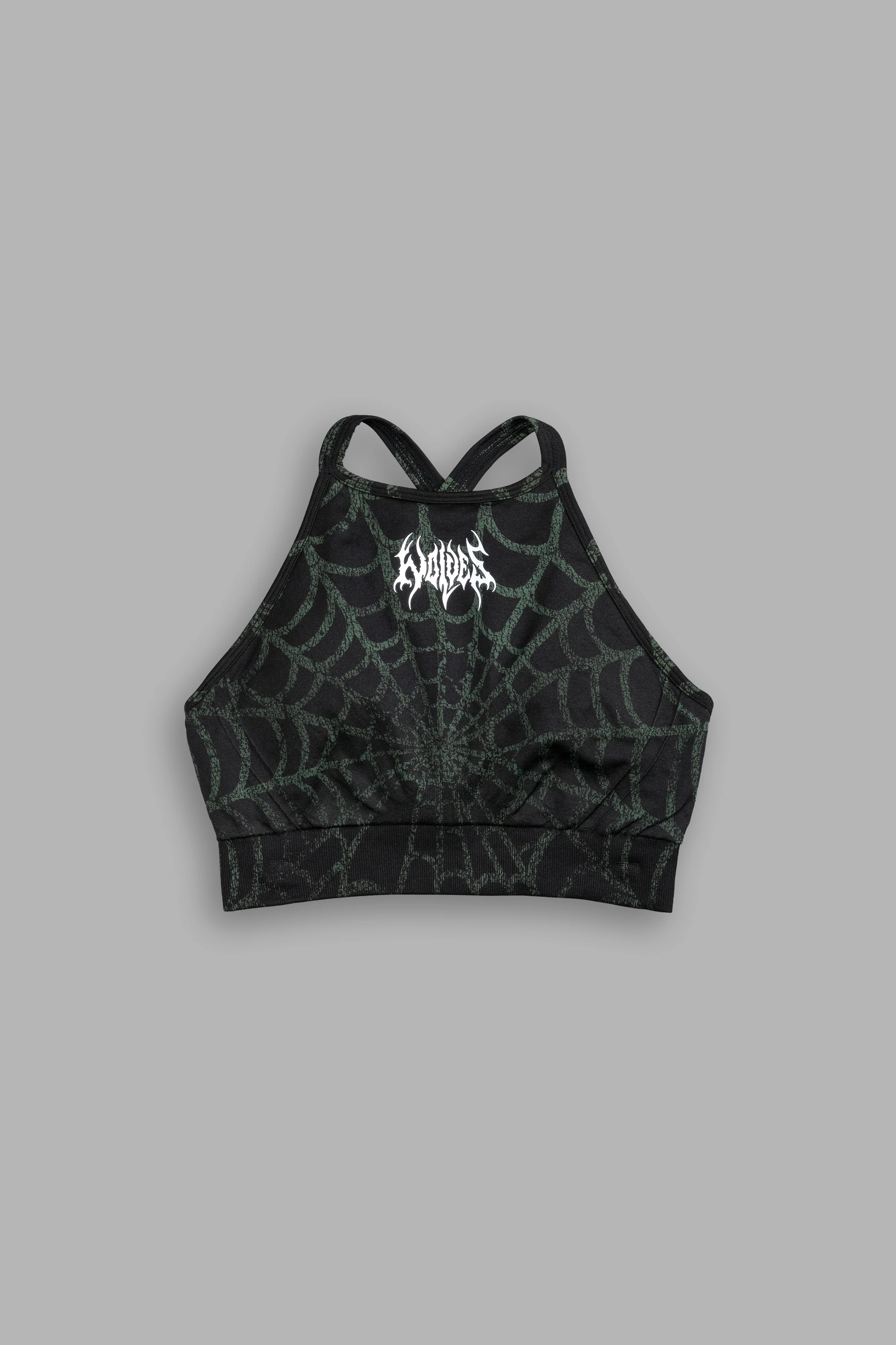 Hesh "Everson Seamless" High Neck Bra in Black/Green Symbiote Web - Image 3
