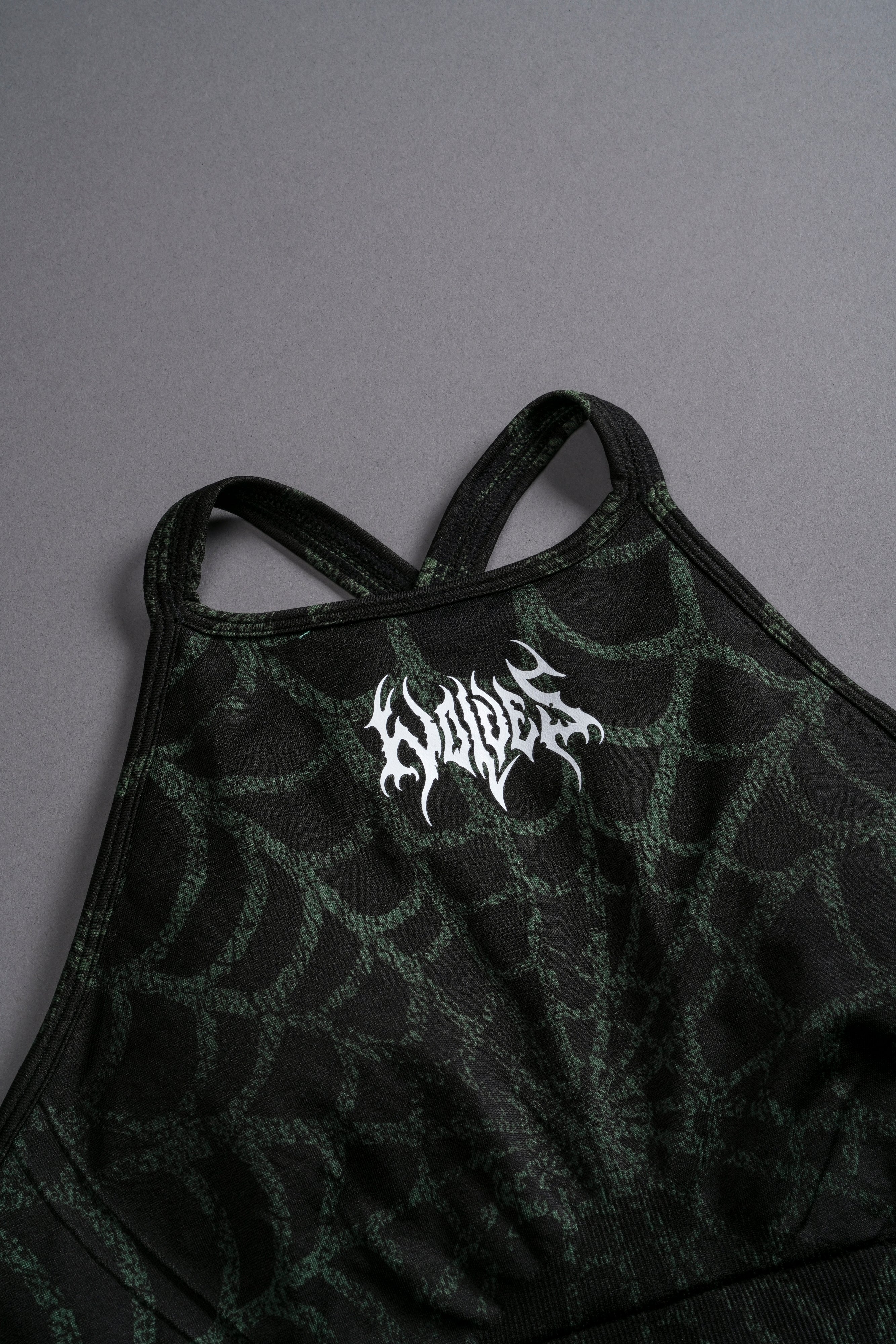 Hesh "Everson Seamless" High Neck Bra in Black/Green Symbiote Web - Image 8