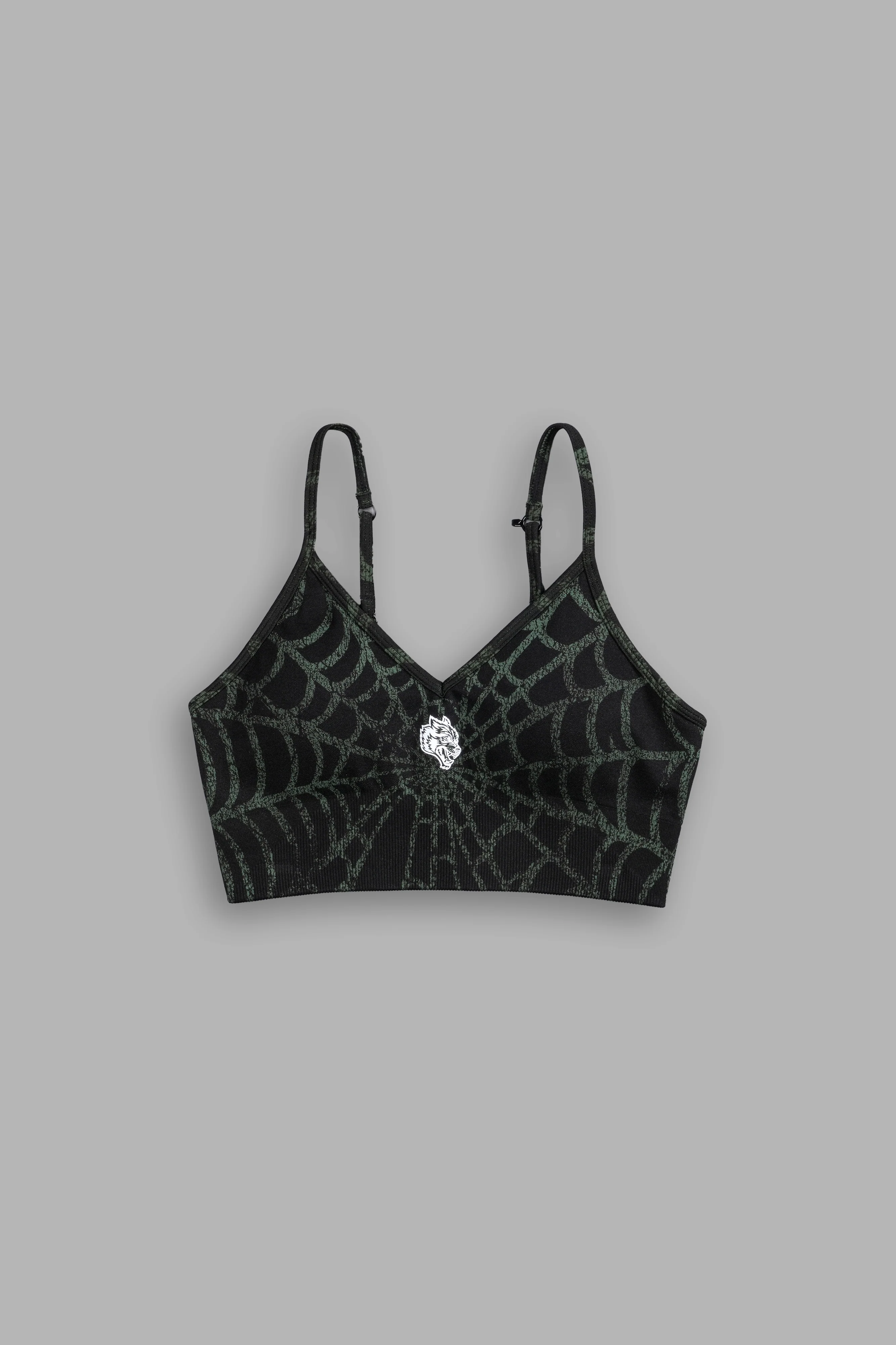 Hesh "Everson Seamless" Sports Bra in Black/Green Symbiote Web - Image 3