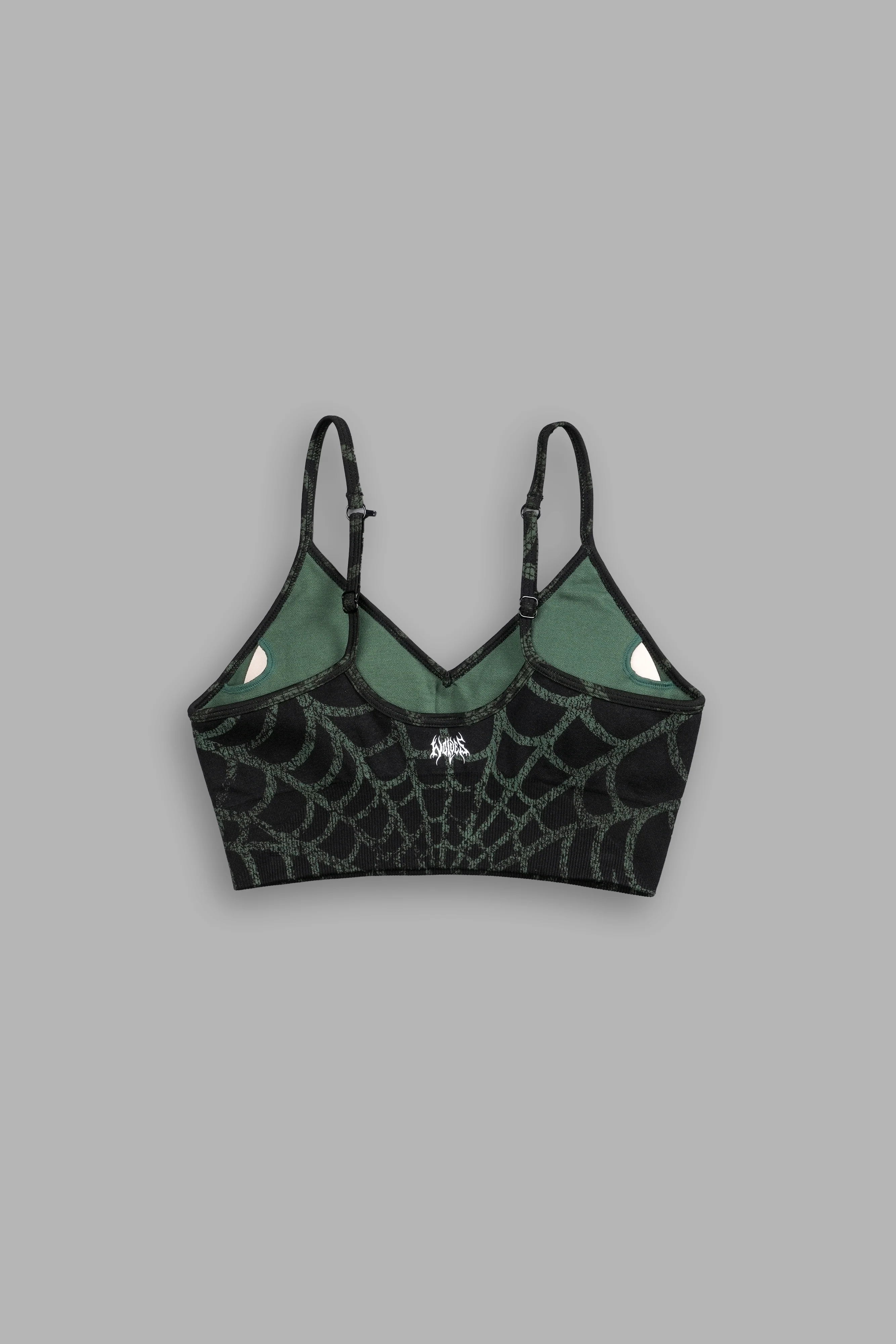 Hesh "Everson Seamless" Sports Bra in Black/Green Symbiote Web - Image 4
