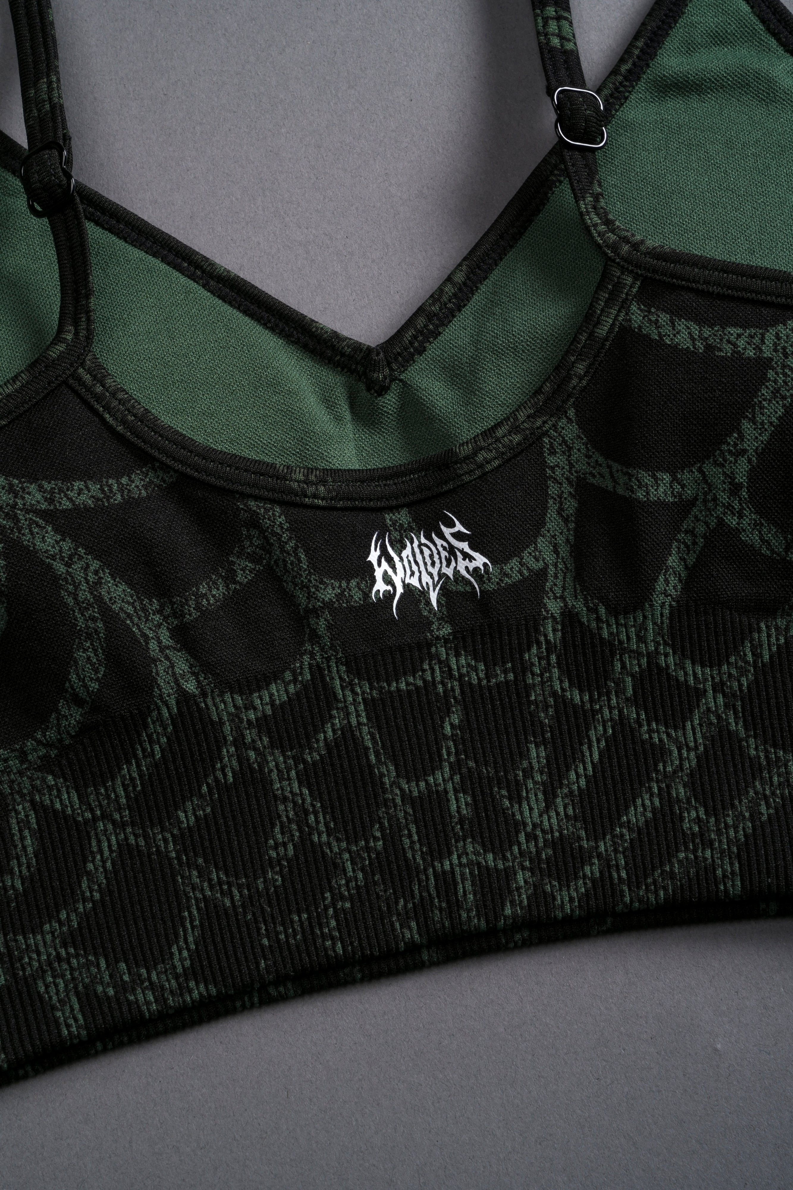Hesh "Everson Seamless" Sports Bra in Black/Green Symbiote Web - Image 6