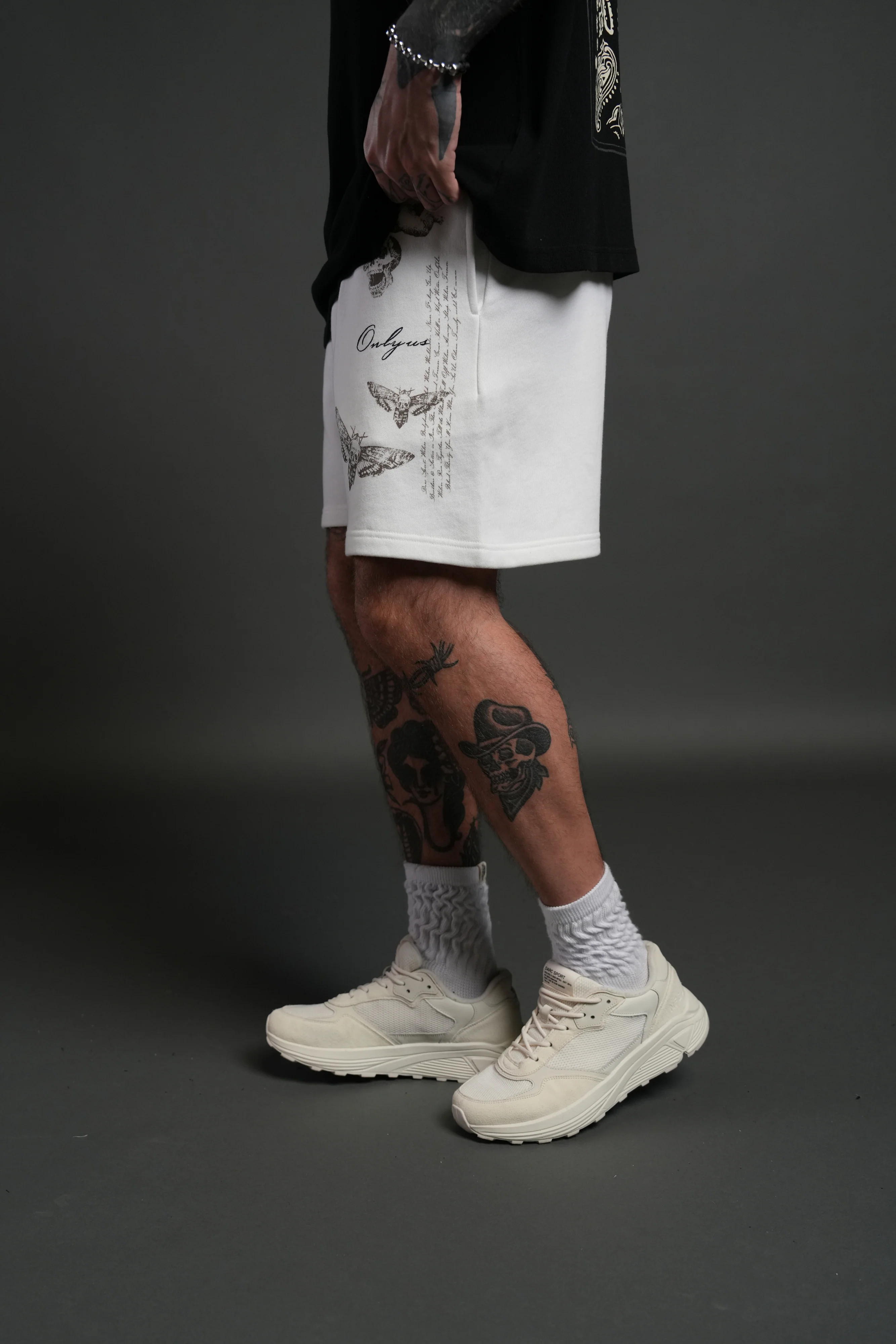 Hollow Virtue Post Lounge Sweat Shorts in Cream - Image 4