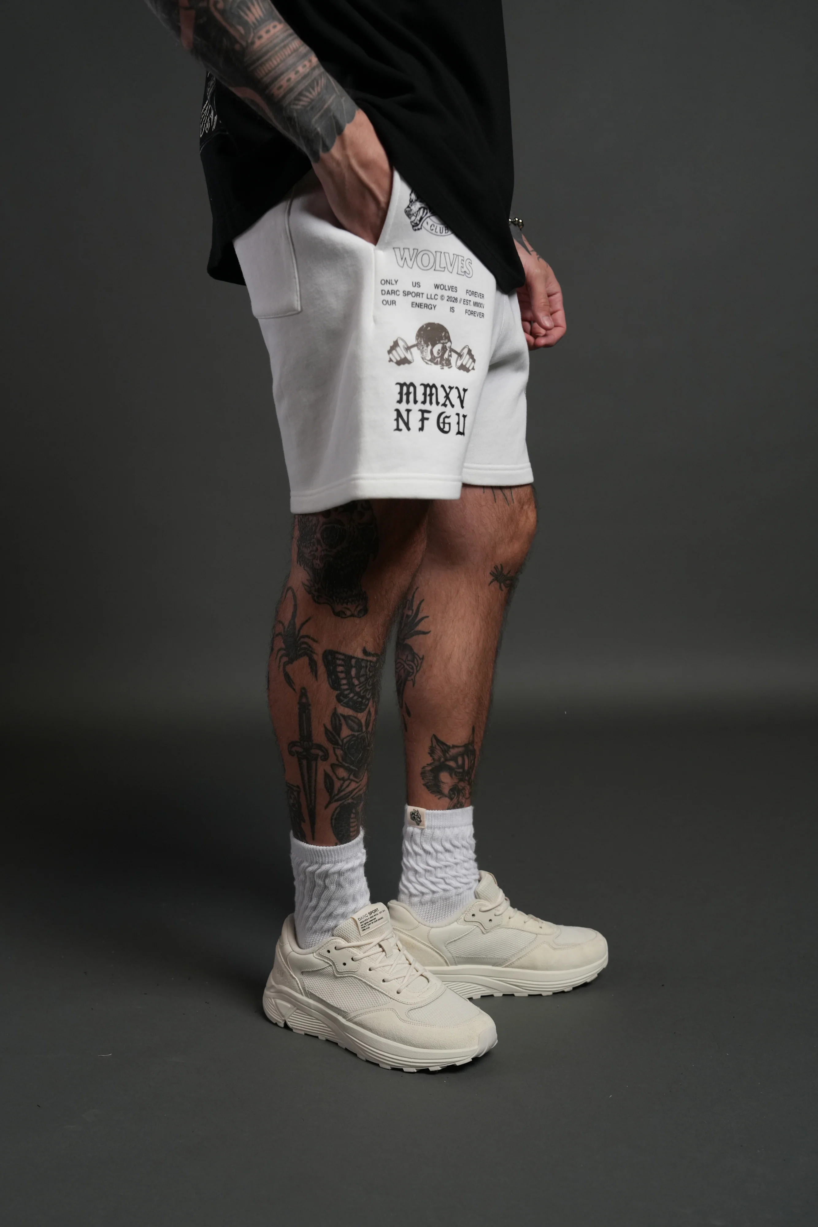 Hollow Virtue Post Lounge Sweat Shorts in Cream - Image 5