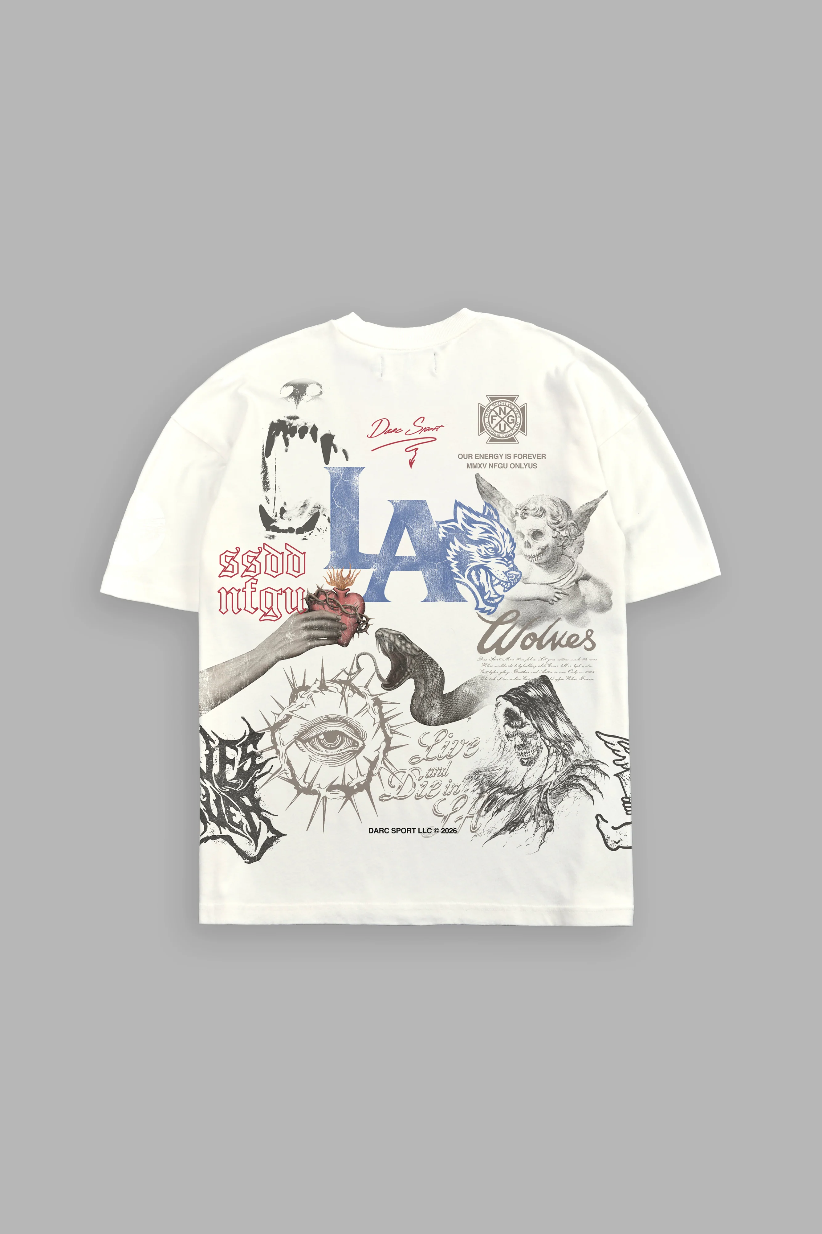 Homage to LA Premium Oversized Tee in Cream - Image 2