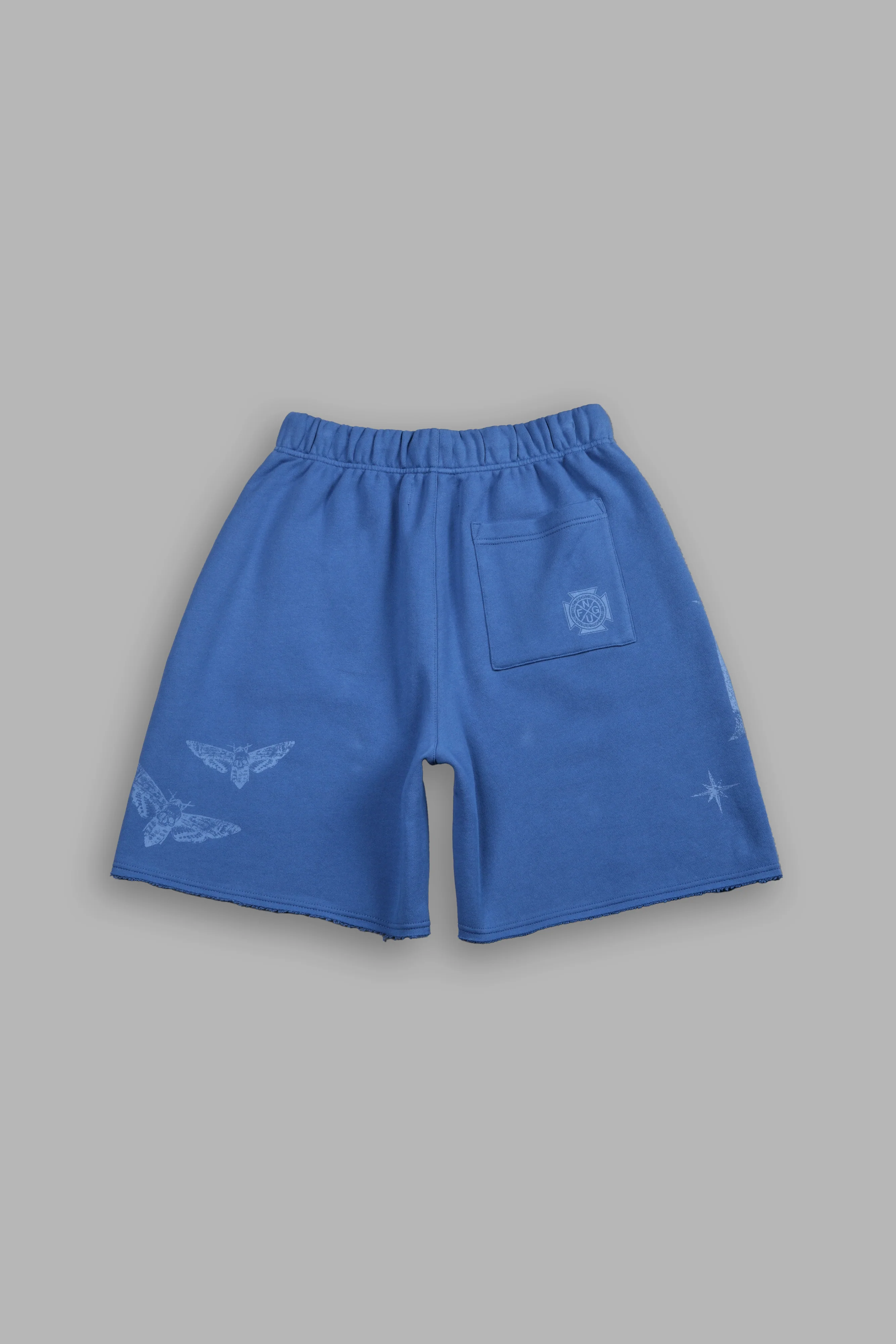 Homage To La Raw Hem Oversized Post Lounge Sweat Shorts in La Blue - Image 3