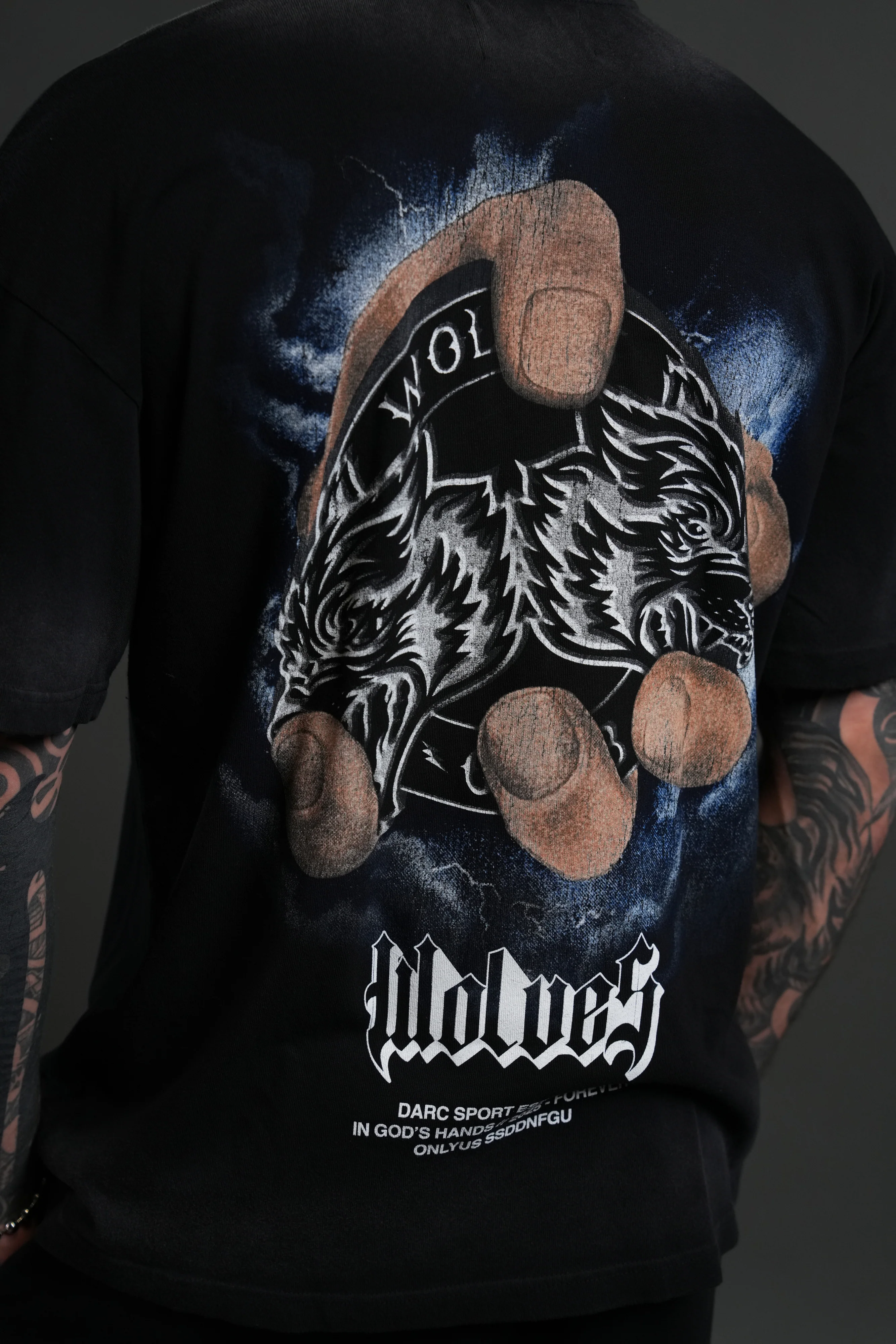 In God's Hands "Premium" Oversized Tee in Black Drift Wash - Image 5