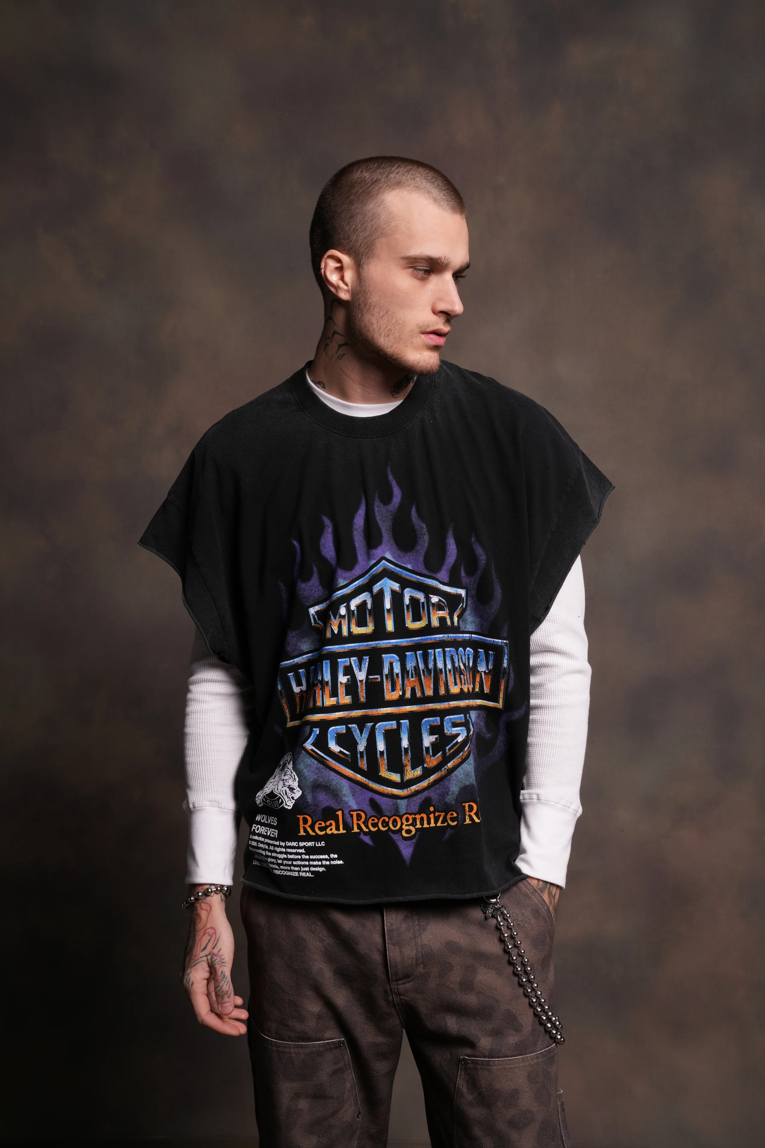 Iron Fire Grunge Cut-Off Tee in Black - Image 2