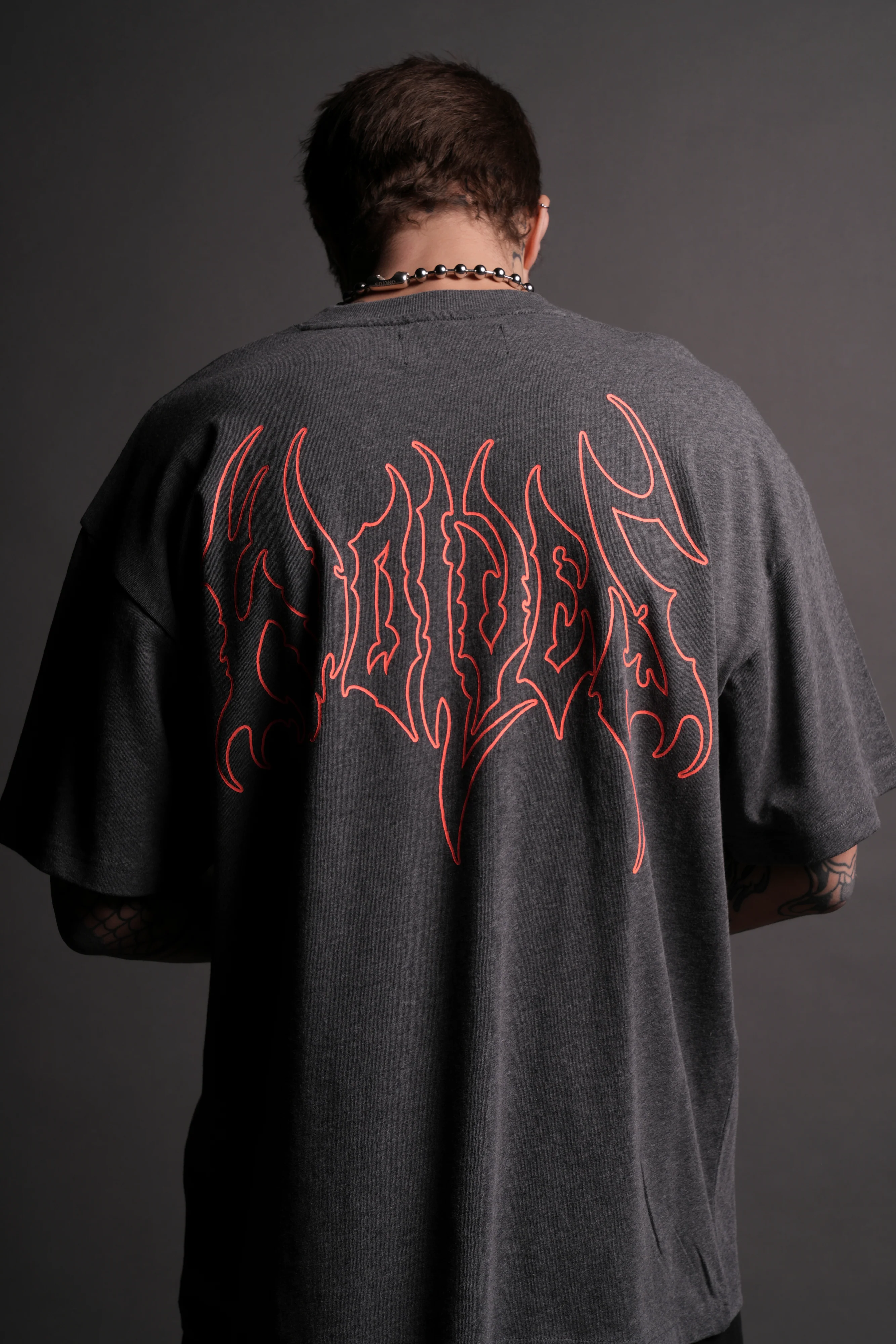 Iron Flame "Premium" Oversized Tee in Darc Heather Gray - Image 9