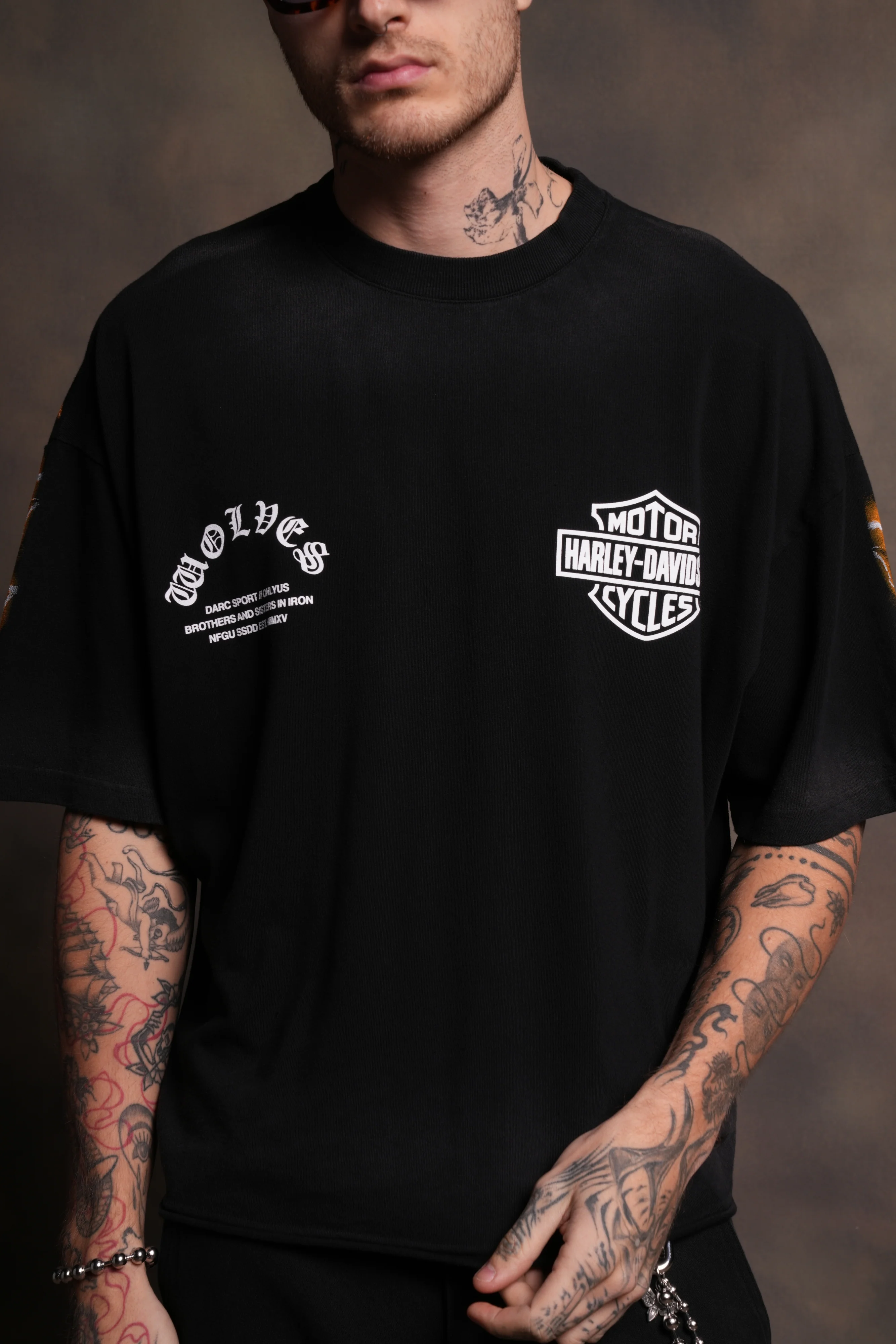 Iron Lightning Premium Unisex Raw Hem "Box Cut" Tee in Black Sun Fade - Image 5
