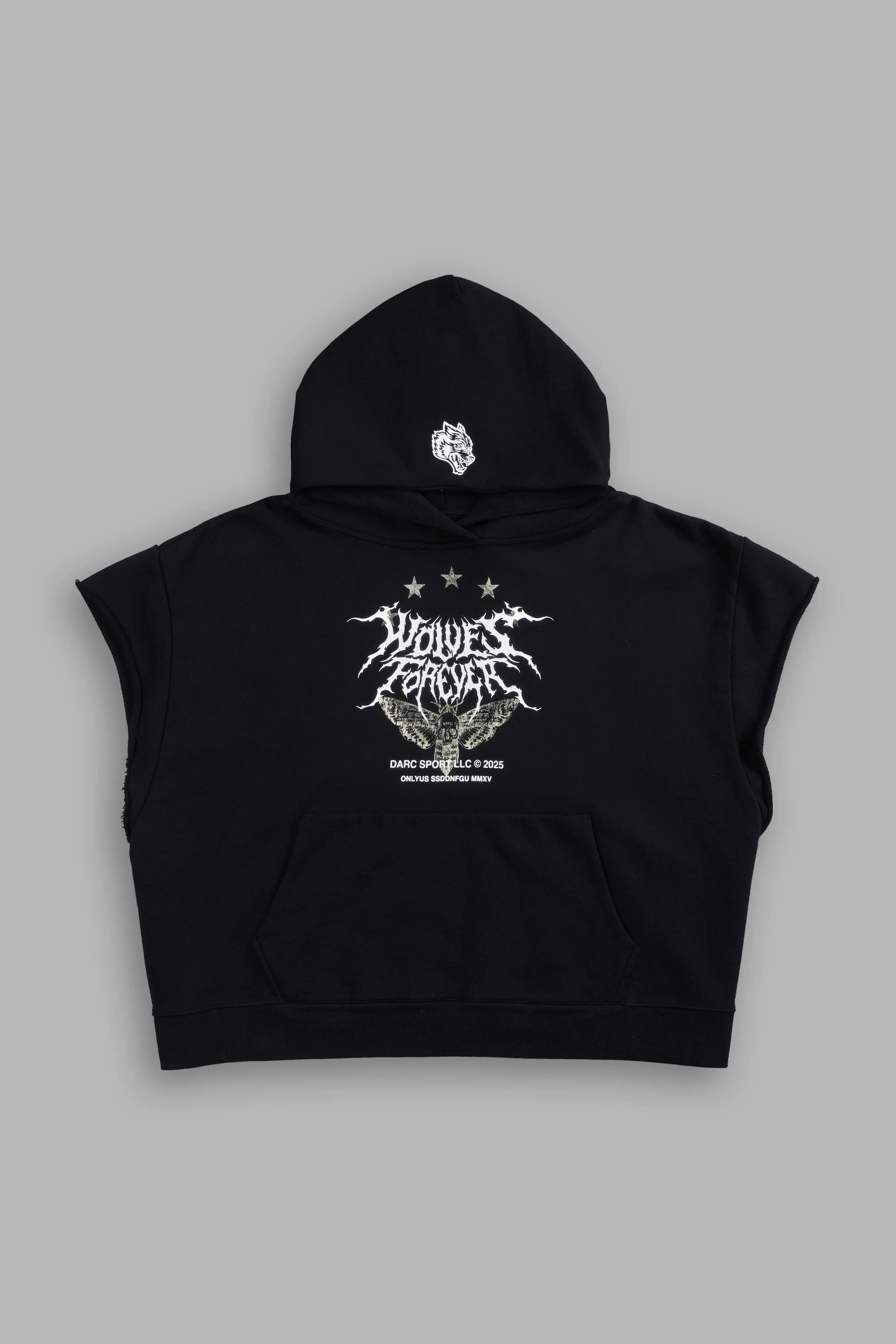 Iron Pack Grunge Gage Cap Sleeve Hoodie in Black