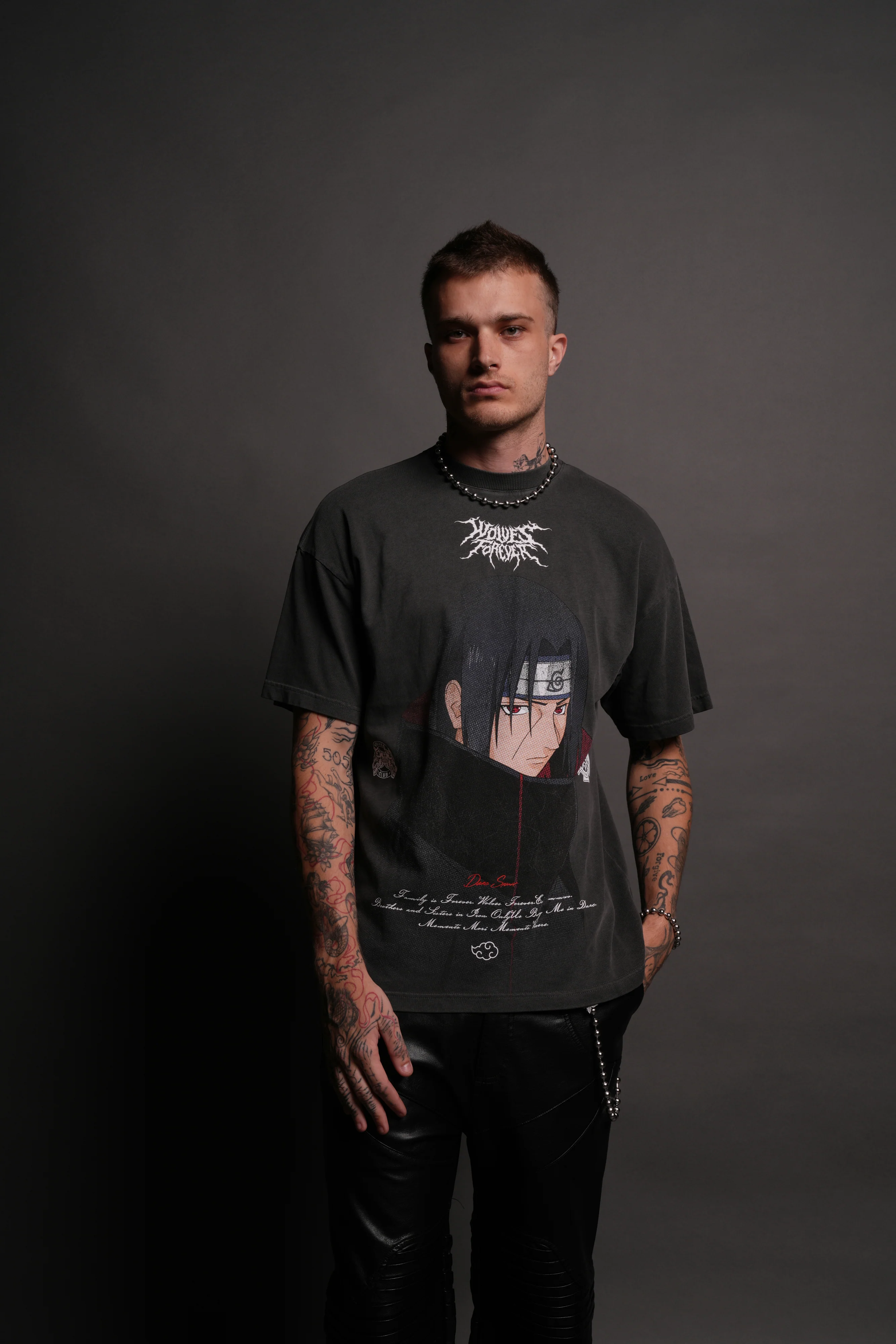 Itachi Forever "Premium" Oversized Tee in Wolf Gray - Image 4