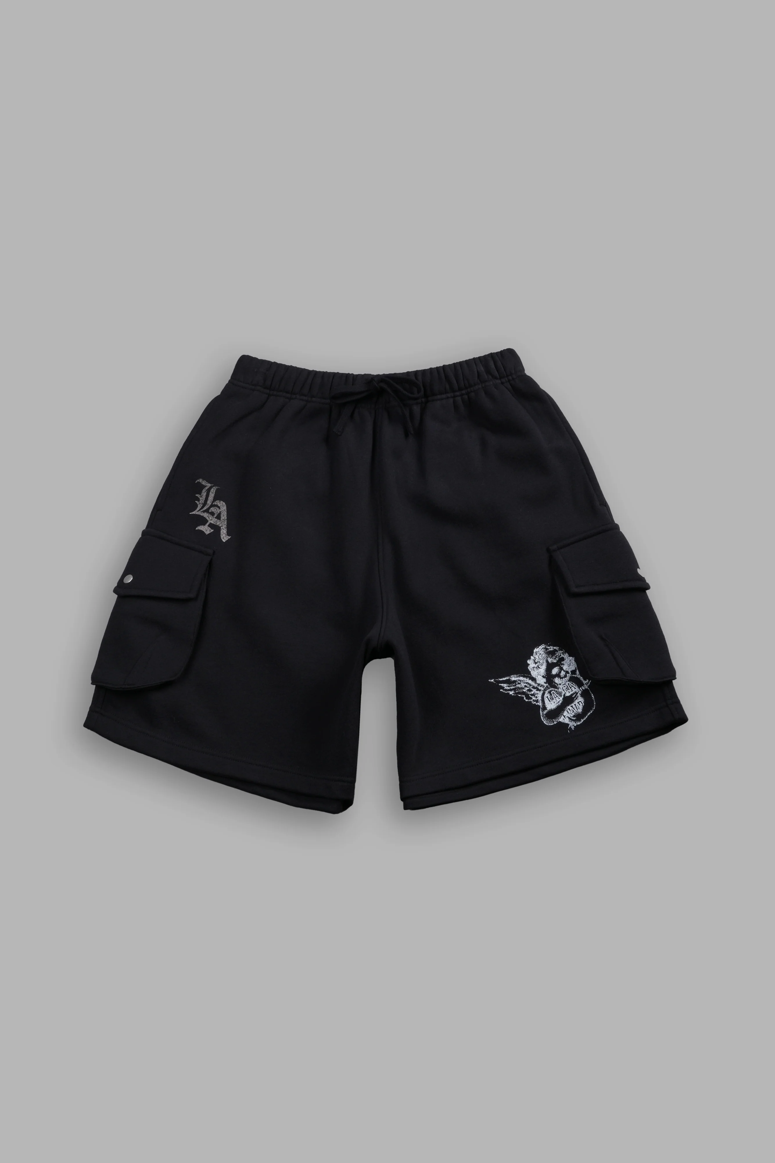 La Ca Frvr Cornell Cargo Sweat Shorts in Black