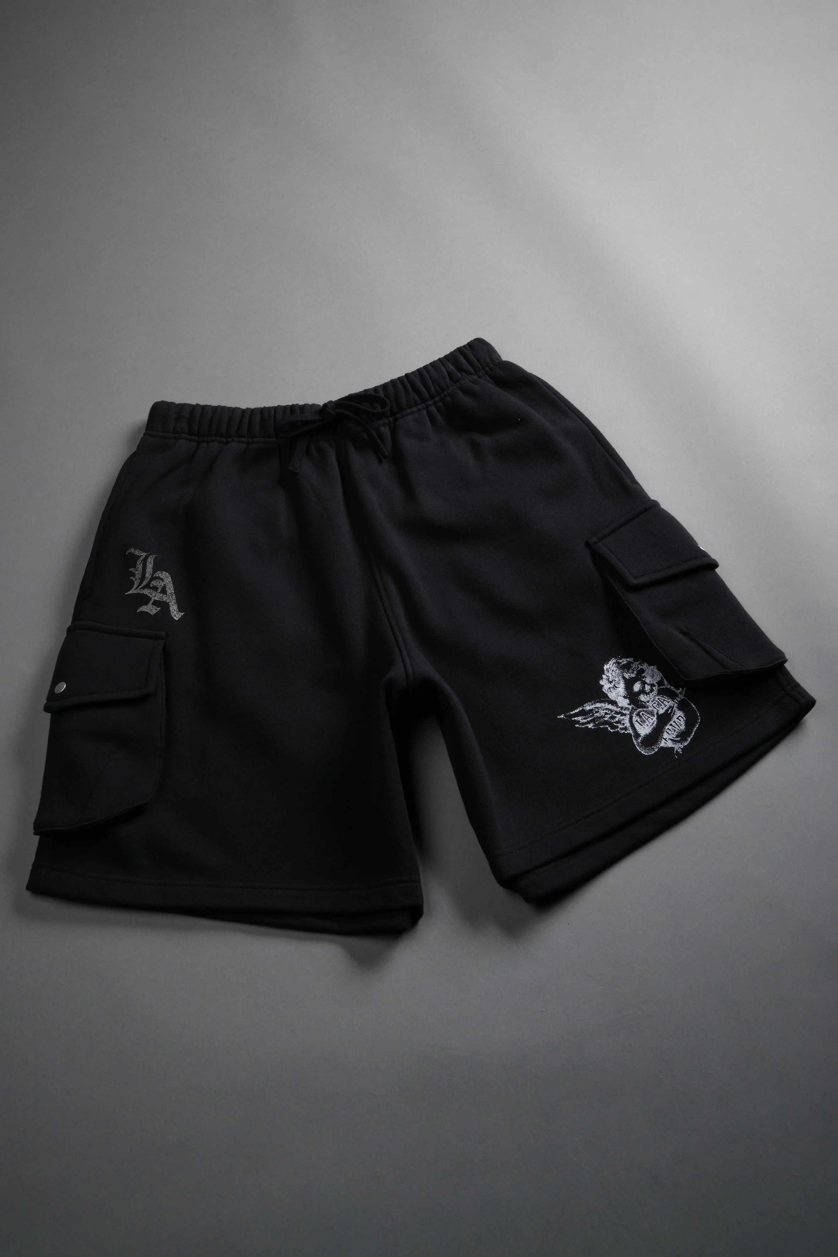 La Ca Frvr Cornell Cargo Sweat Shorts in Black - Image 8