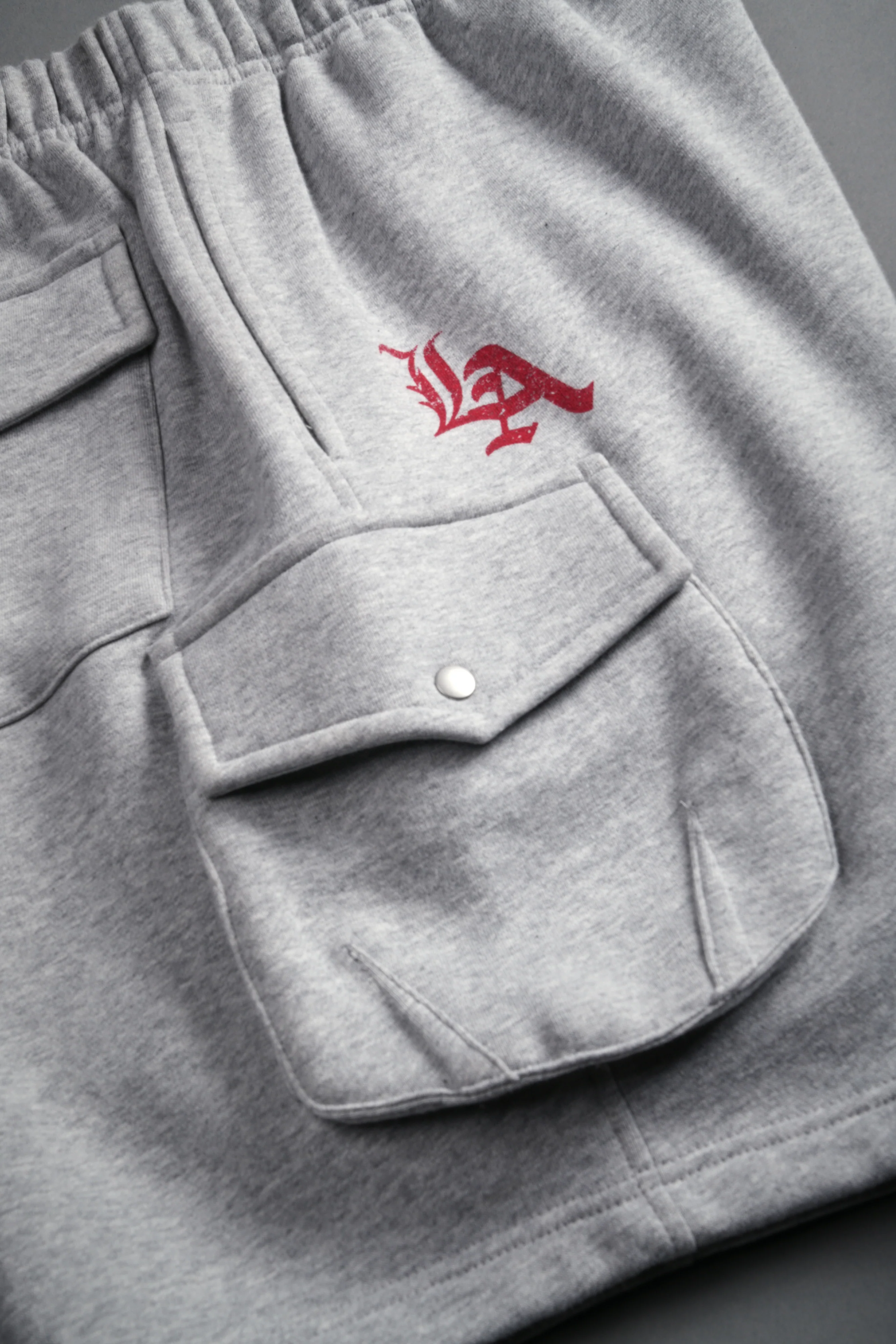 La Ca Frvr Cornell Cargo Sweat Shorts in Light Athletic Gray - Image 8