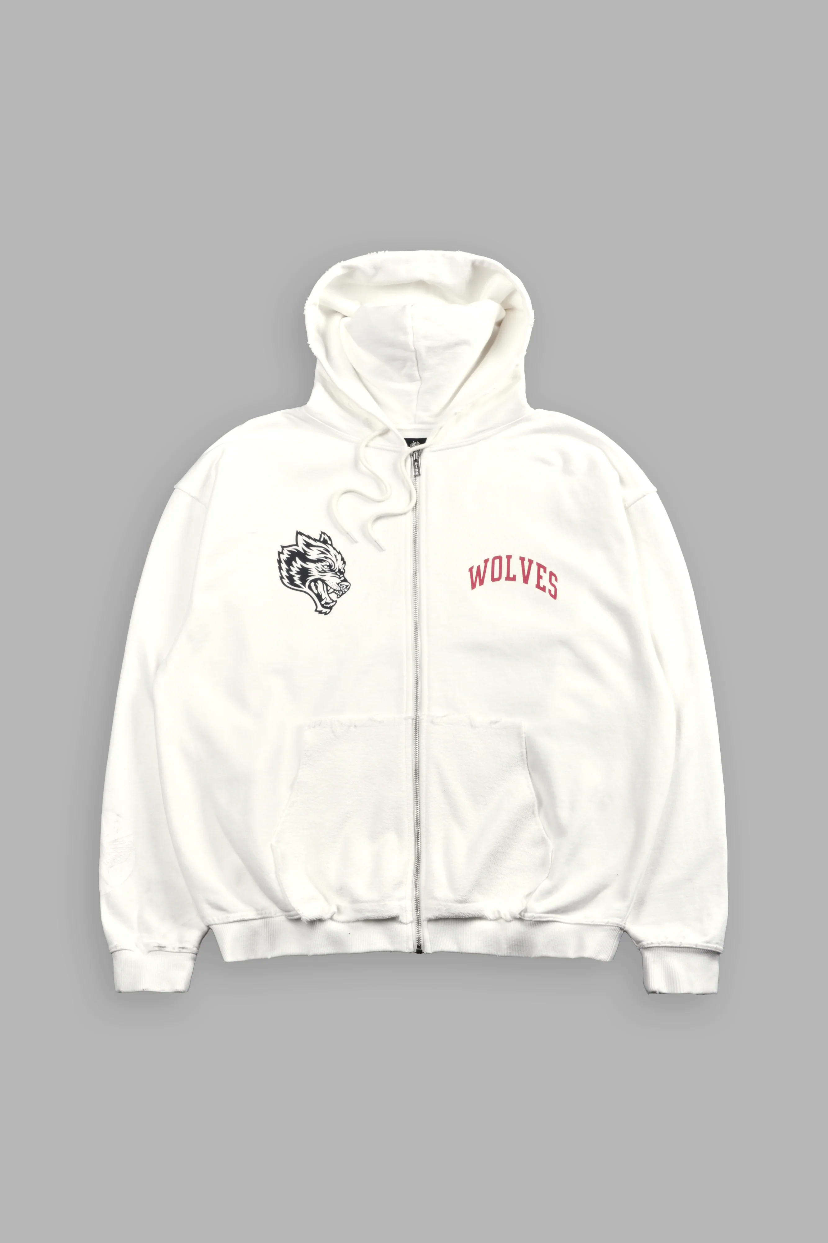 La Ca Frvr Grunge Moatis Zip Hoodie in Cream - Image 3
